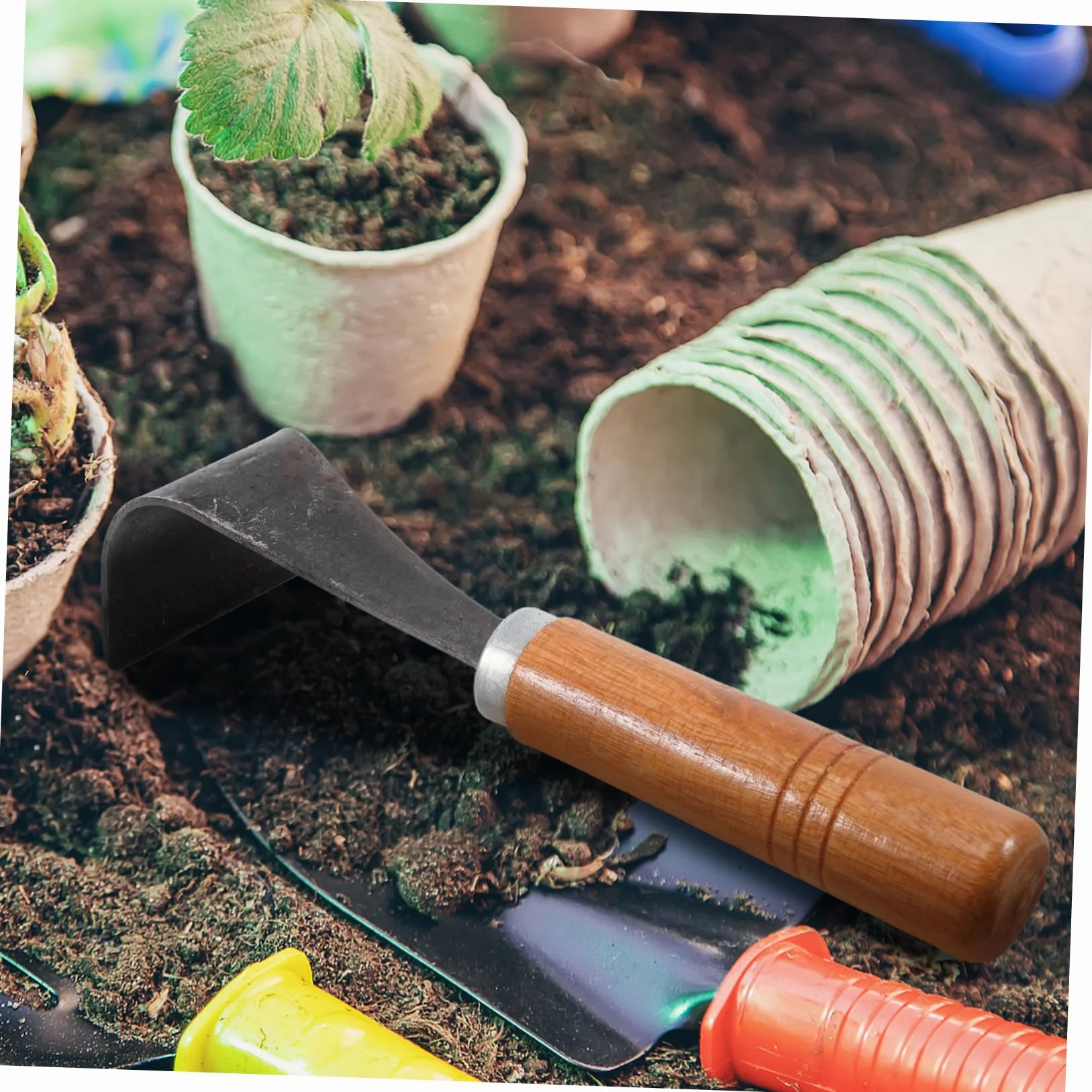 Kisangel Raspador de Corteza de Árbol de Acero Mango Ergonómico de Madera, Herramienta Práctica para Cortar Corteza y Uso en Deshierbe y Plantación de Verduras