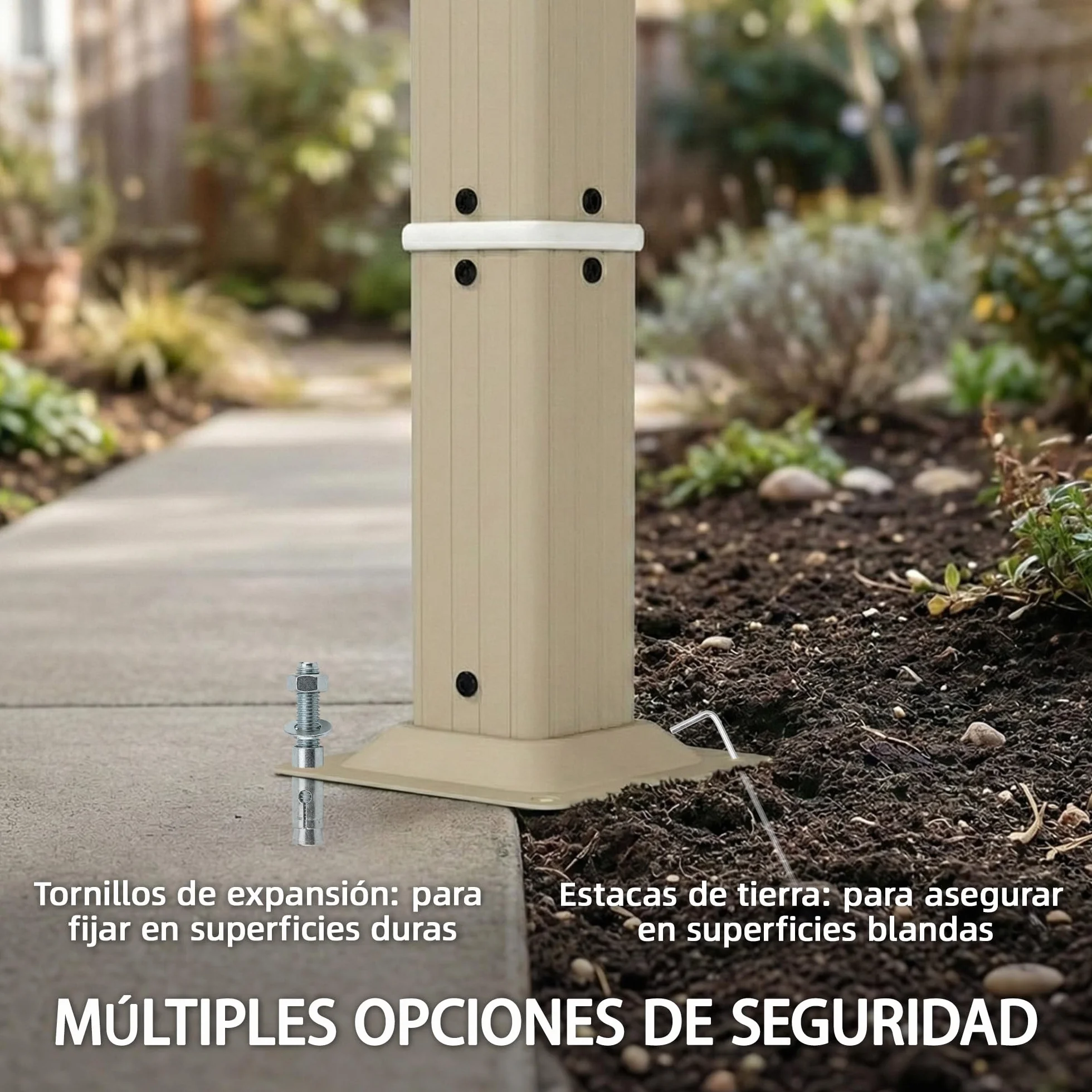 Outsunny Pérgola de Jardín 3x4 m Cenador con Techo Ondulado, Cortinas Desmontables, Estructura Acero, Protección UPF50+, Beige