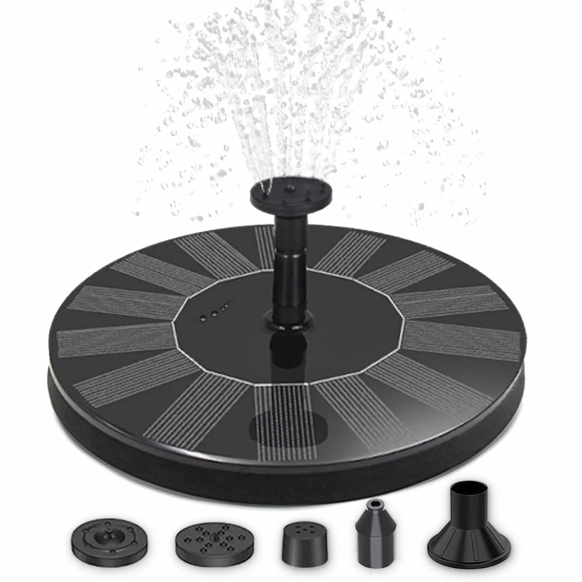 Juego de fuente solar para exteriores, 51 x 36 cm, aspecto de barril de madera, cuenco decorativo gris y flotante, fuente solar flotante, fuente de agua para exteriores, fuente de jardín, como balcón