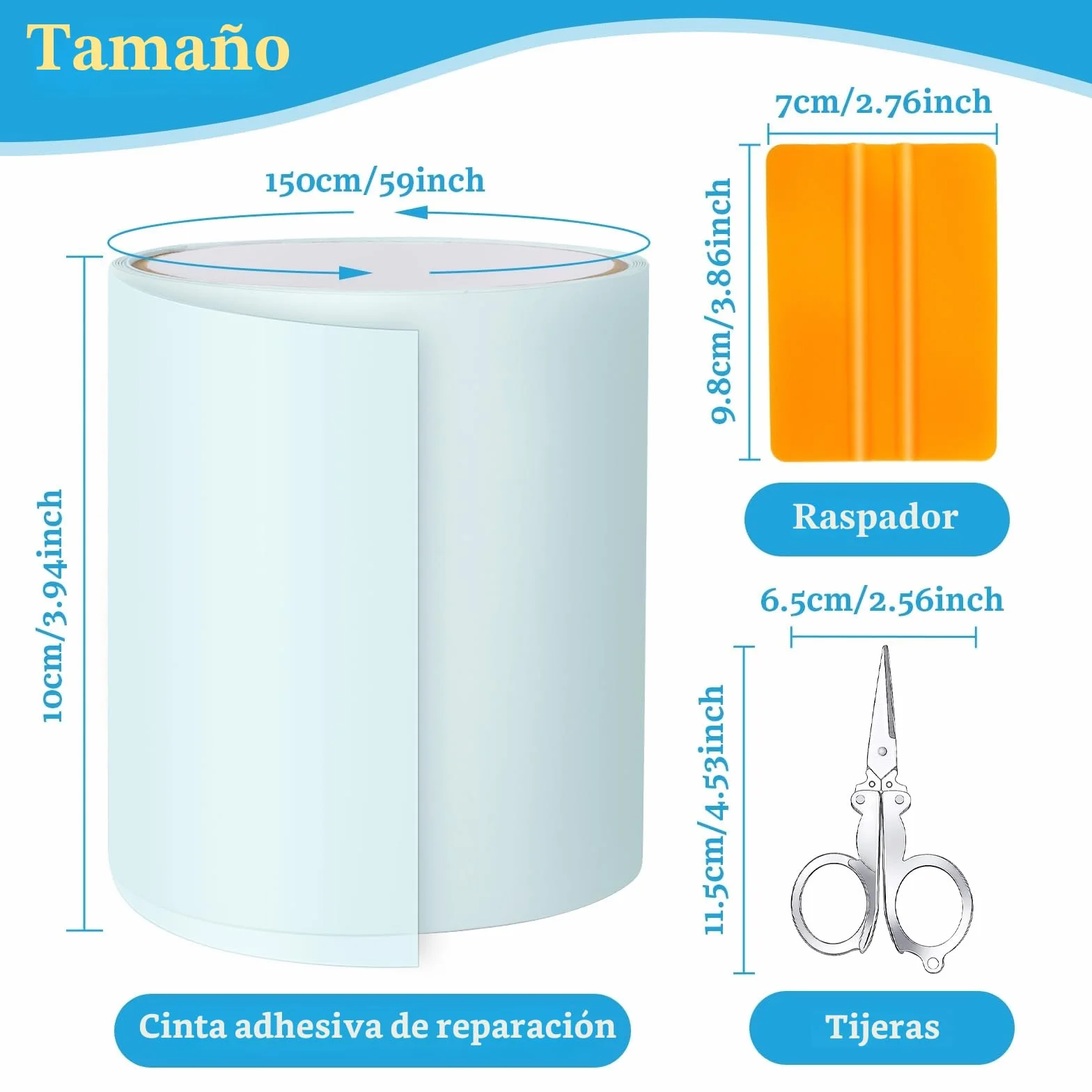 Hymarvo Cinta Reparación Piscinas PVC 10x150cm Impermeable Kit Parches Piscina