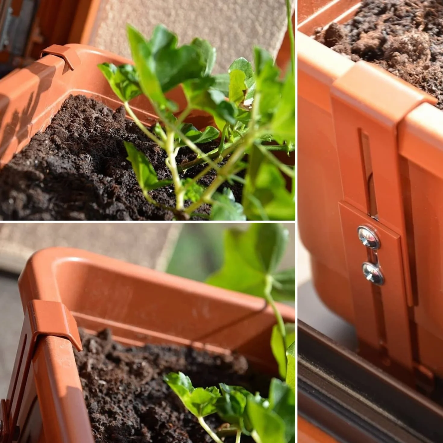 Gancho para jardinera invisible y resistente, soporte para alféizares de ventanas, 2 piezas chocolate
