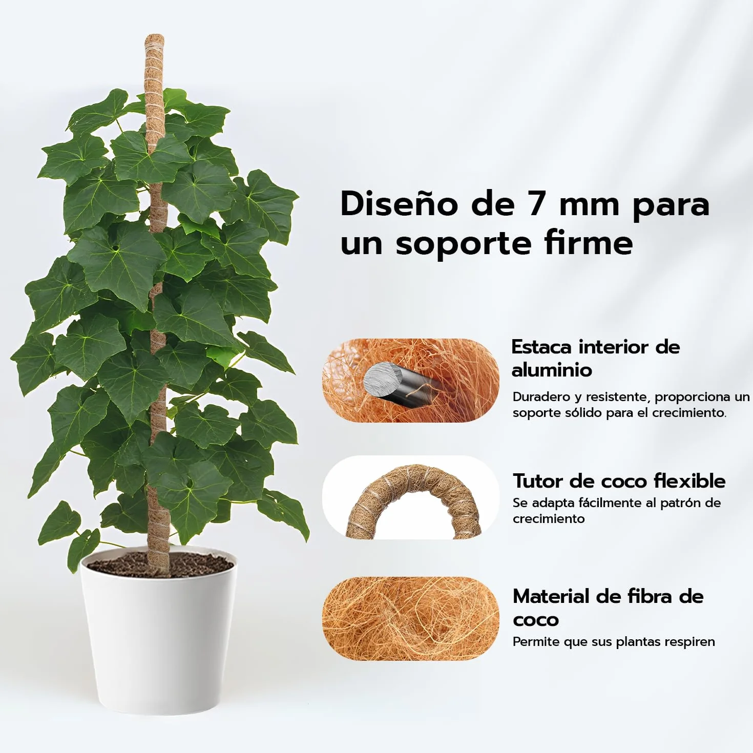 Mcbazel Tutor Plantas Trepadoras 120 cm Soporte Planta Coco Plegable 7 mm
