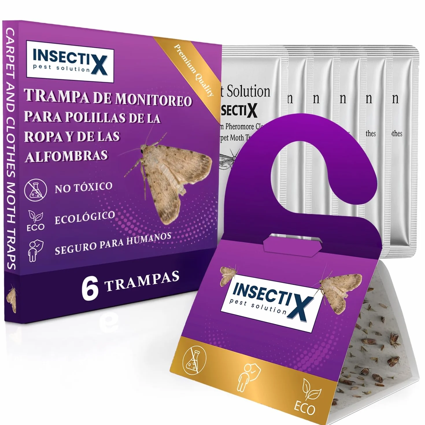 Trampas para polillas de la ropa Pack 6 sin olor no tóxicas para armarios y cajones