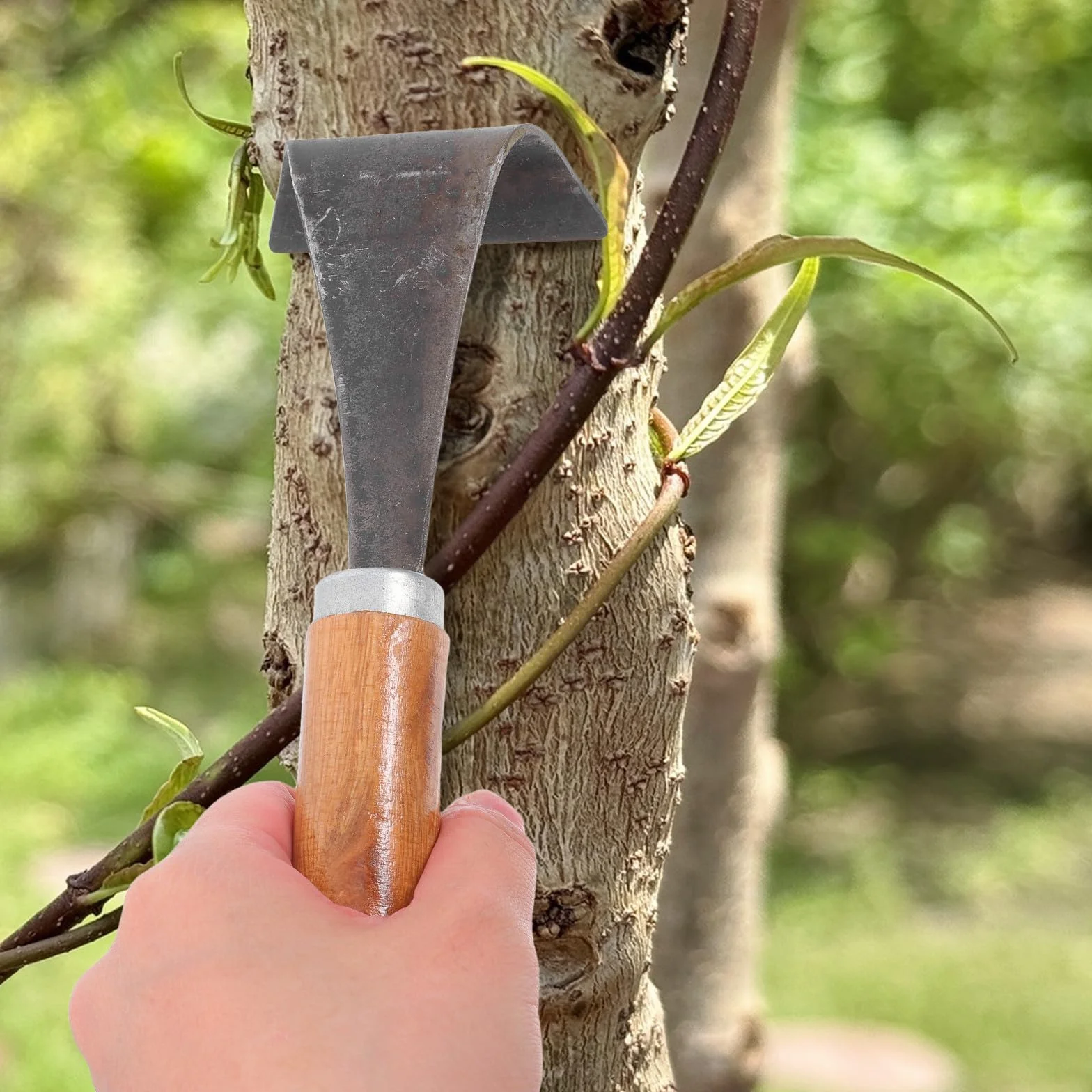MAGICLULU Herramienta para Descortezar Árboles Mango de Madera y Acero, Cortador de Corteza Práctico y Ergonómico para Jardinería y Plantación de Verduras