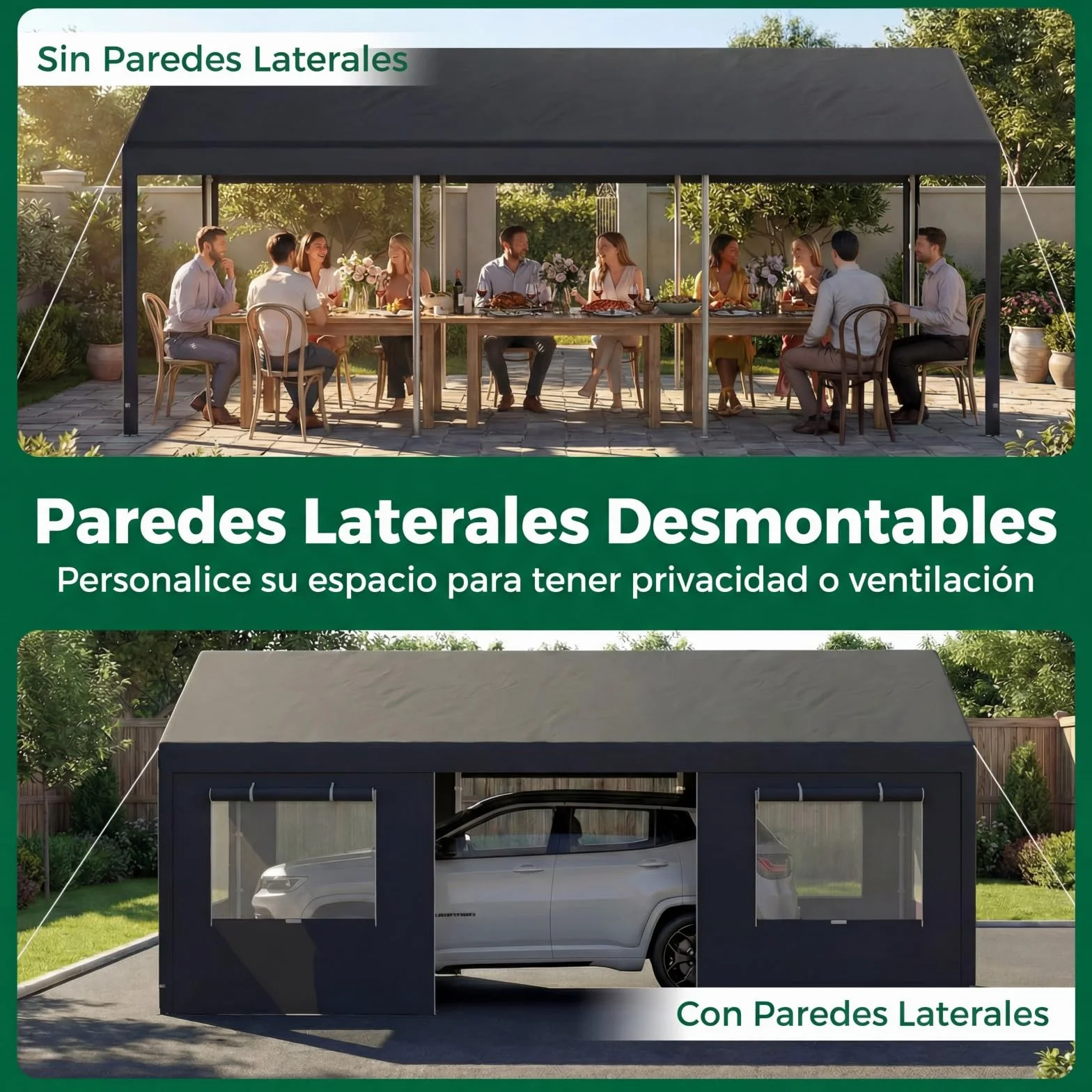 COSTWAY Garaje Exterior para Coche 586x305x280 cm Lona PE Resistente al Agua