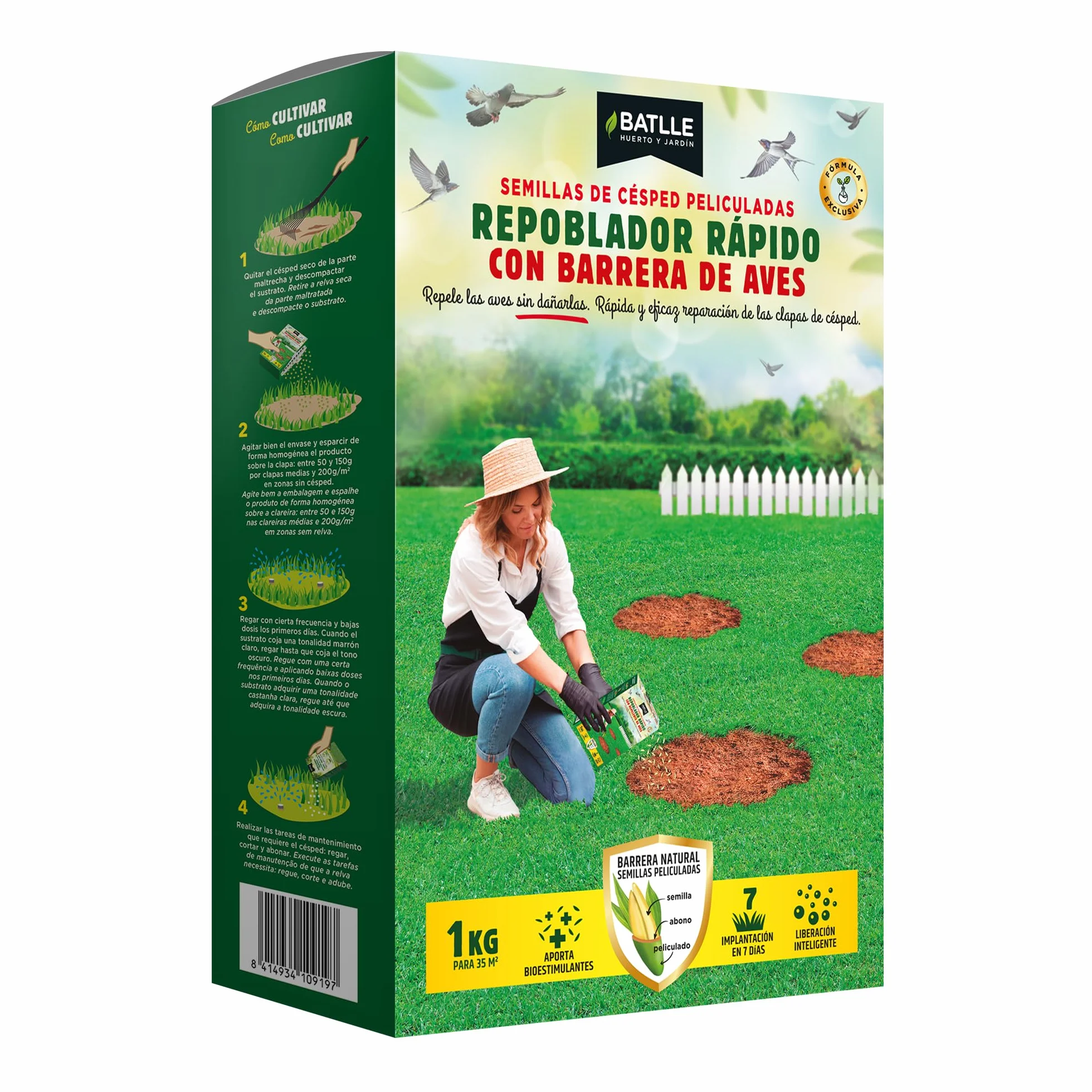 Semillas Batlle Césped Repoblador Rápido con Repelente de Aves 1kg