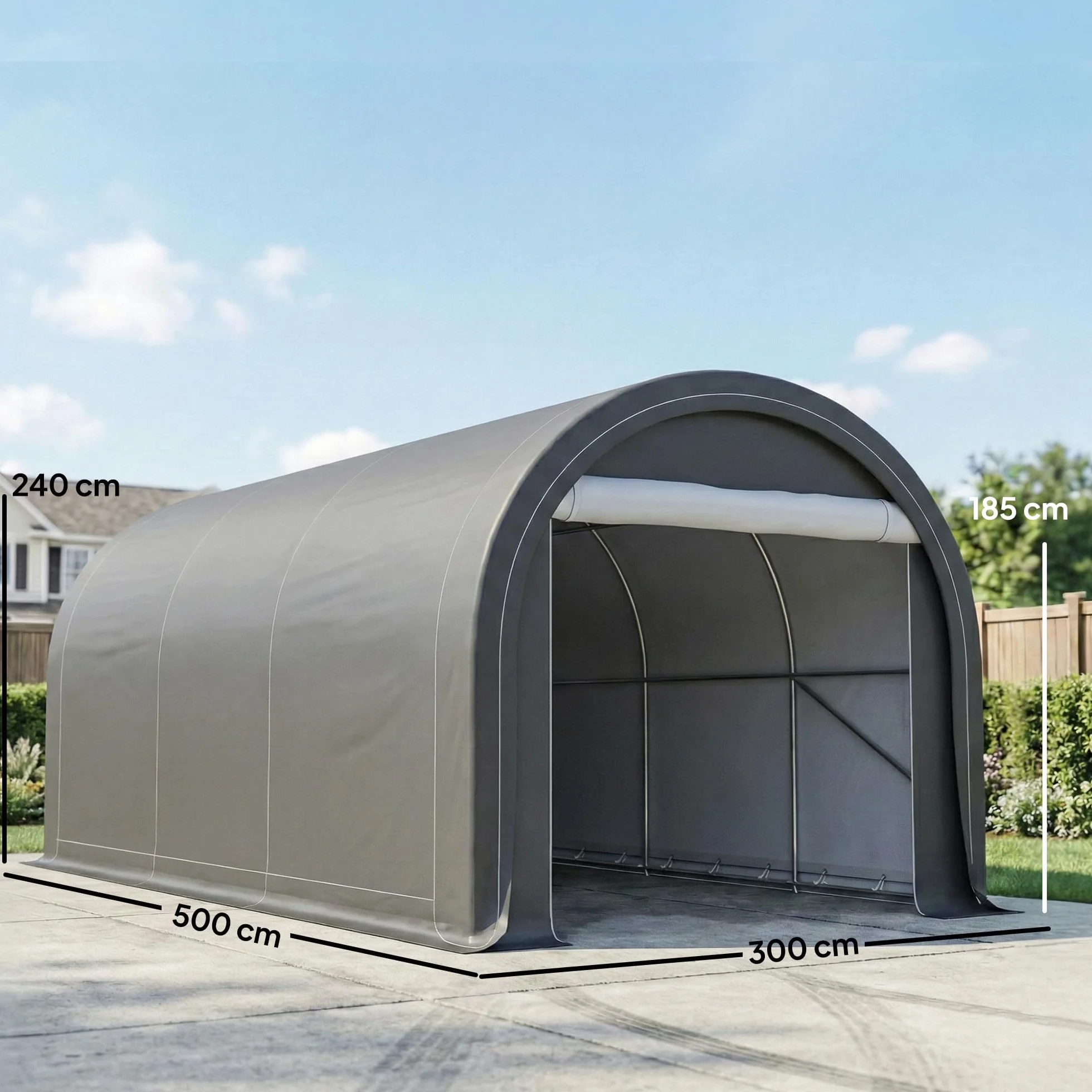 Outsunny Carpa Garaje Portátil 3x5 m Impermeable UPF30+ Acero Galvanizado Gris