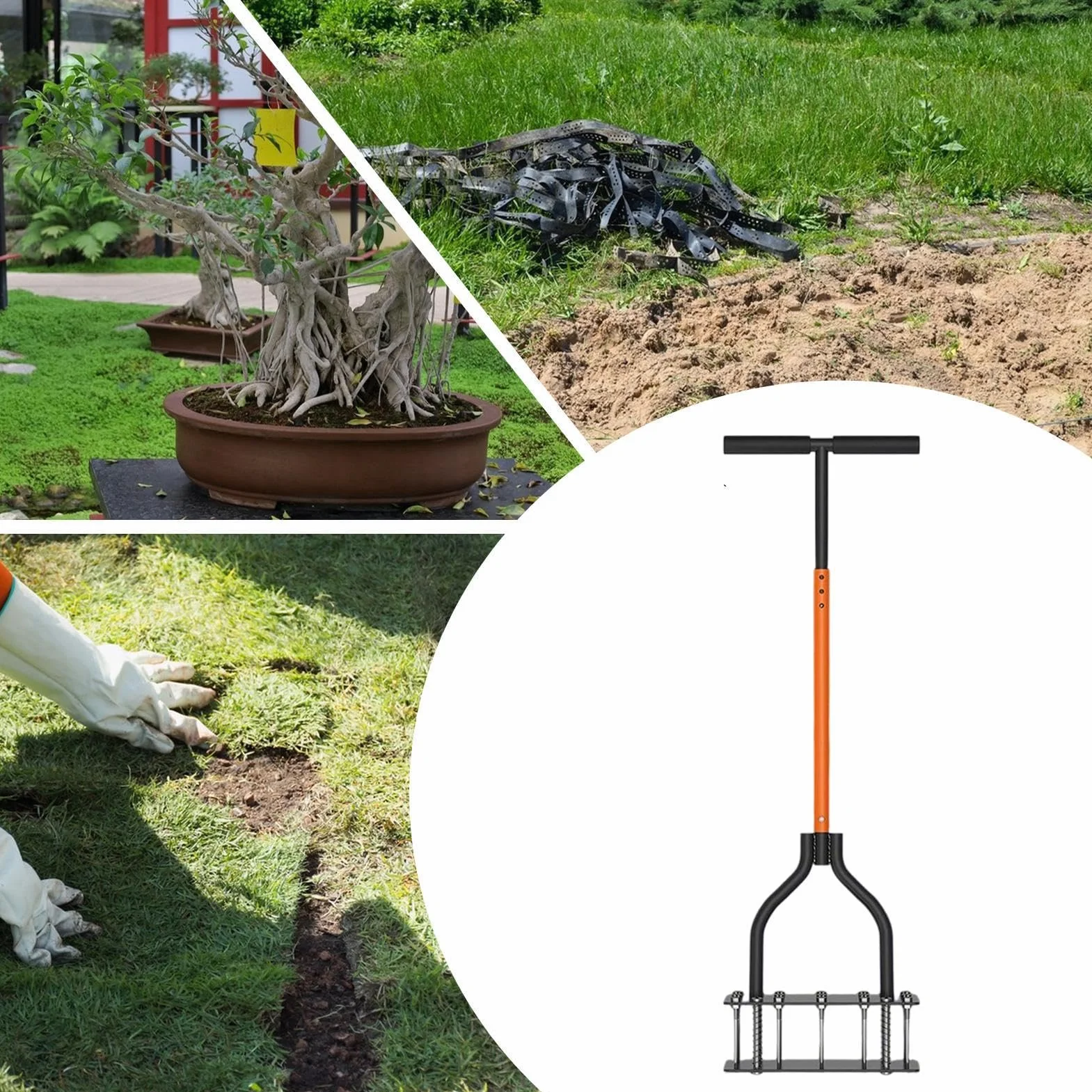 Aireador de Césped Herramienta De Jardín Reforzada Con Autolimpieza | Aireador Metálico Para Hierba Y Jardín Para Cuidado Del Césped En Jardines Campos Hogar Golf Parques Primavera Otoño