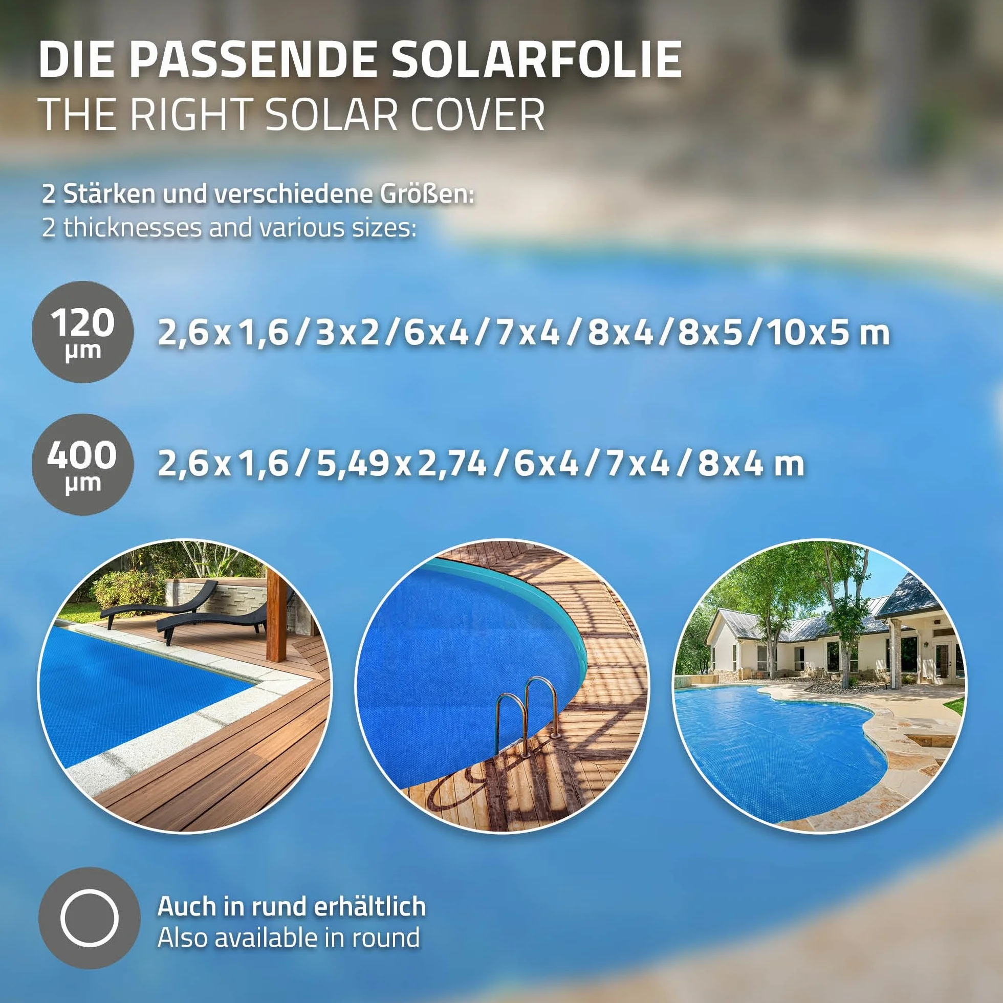 ECD Germany Cubierta Solar para Piscina Rectangular 800 x 500 cm, Azul, Lona Térmica de Burbujas 120 µm