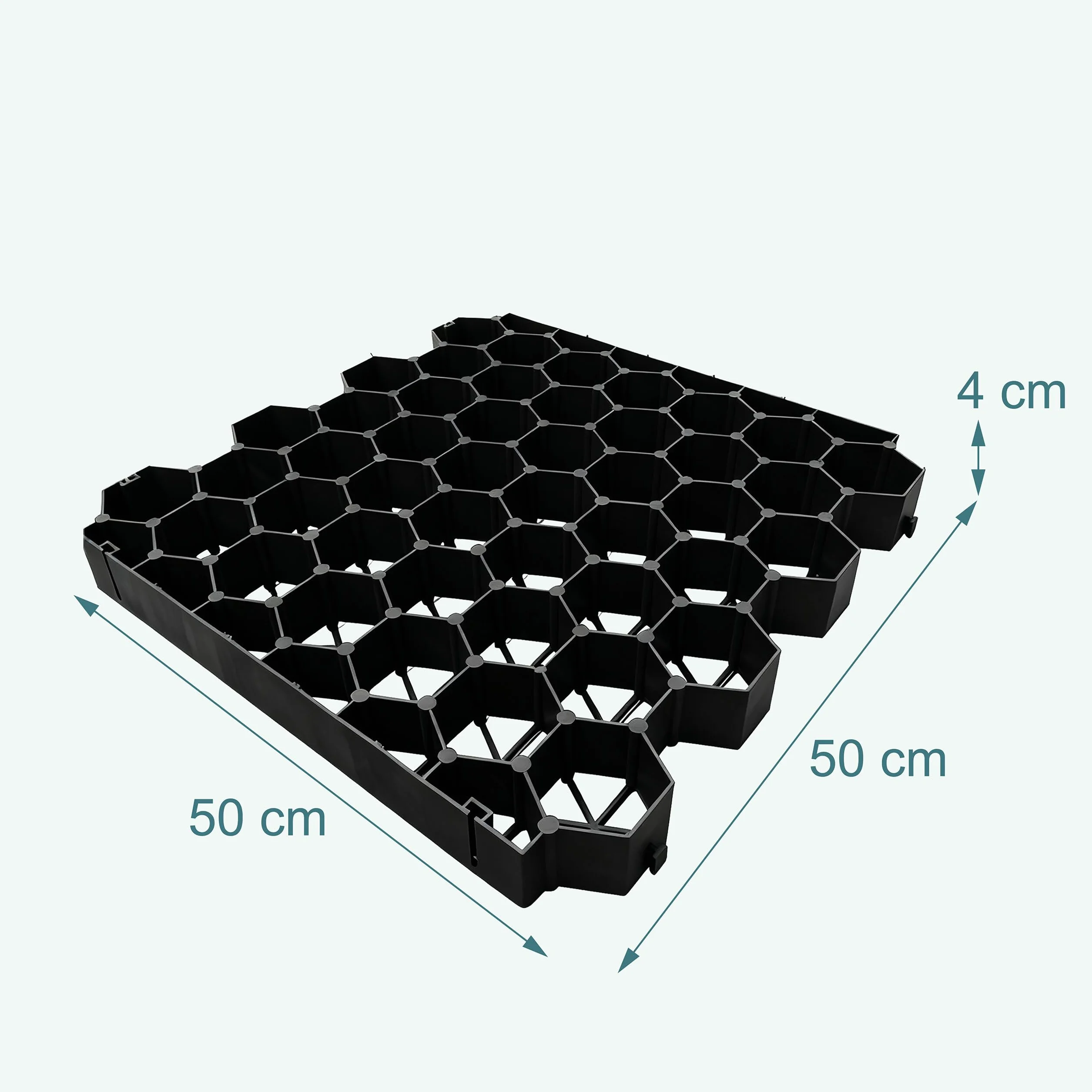 Relaxdays Rejillas para césped de plástico 50x50 cm Negras Set 4 Unidades