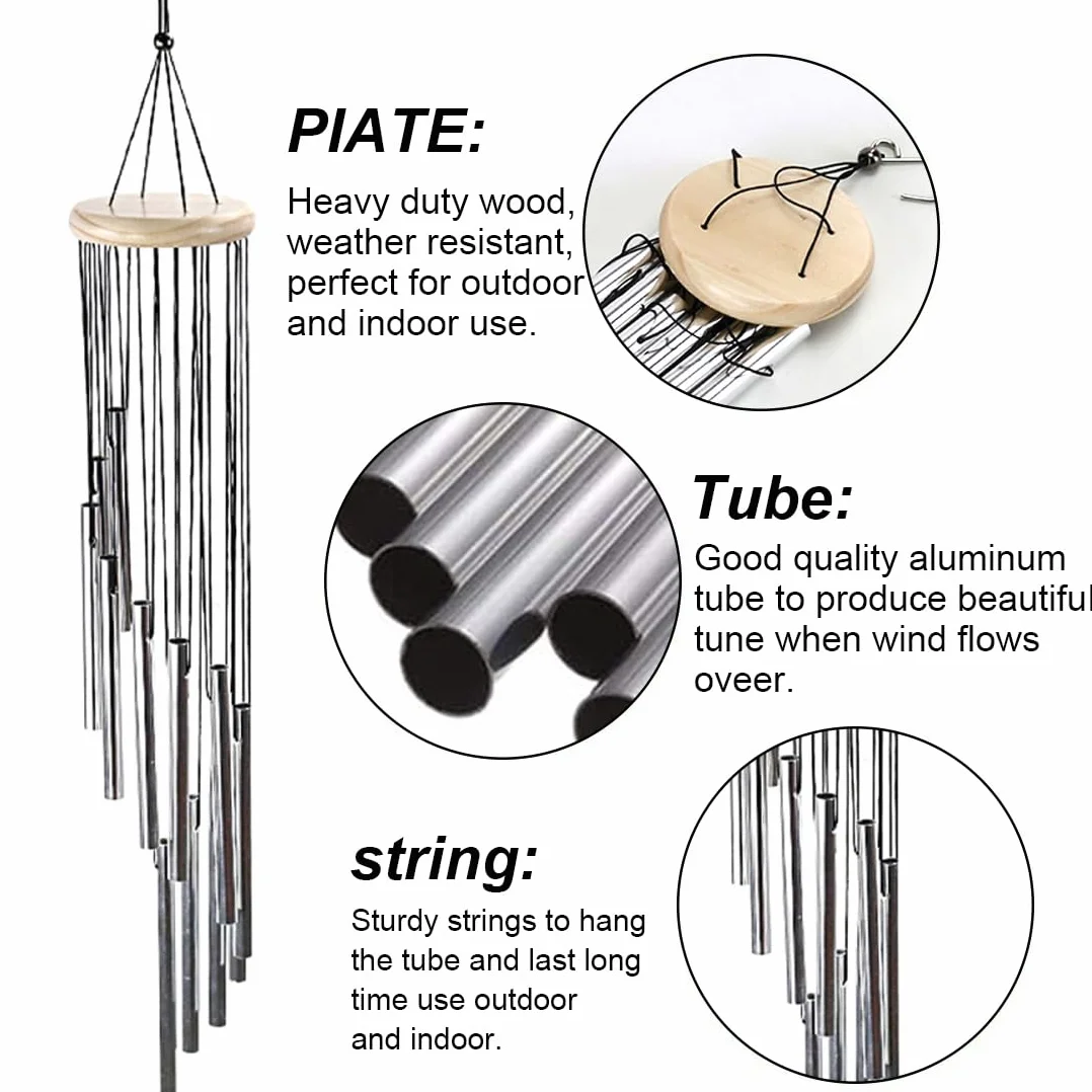 XPEX 1 Artículo 12 tubos 52CM Campanas de viento de aluminio aire libre