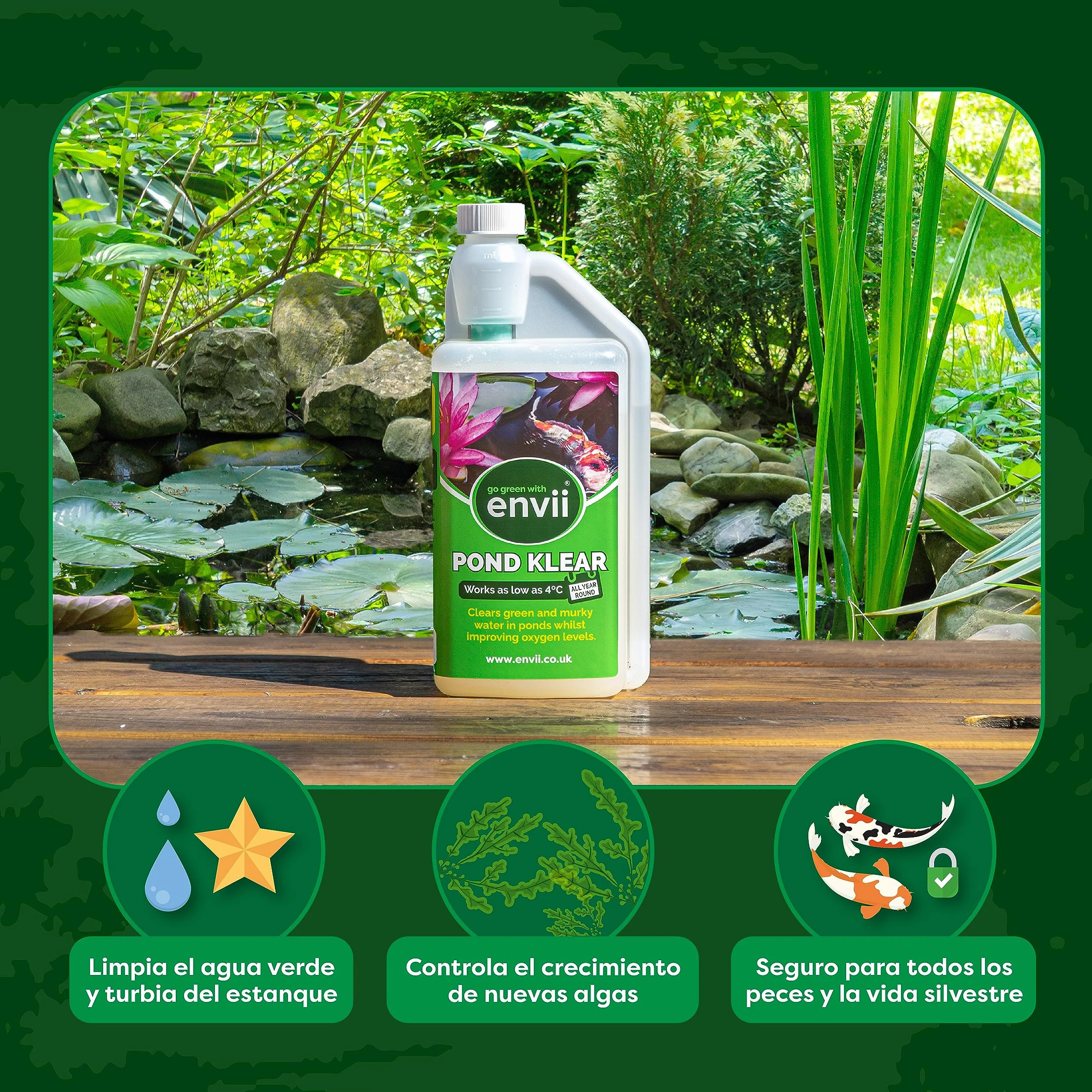 Envii Pond Klear Natural Tratamiento Agua Estanque 1L 40.000 litros