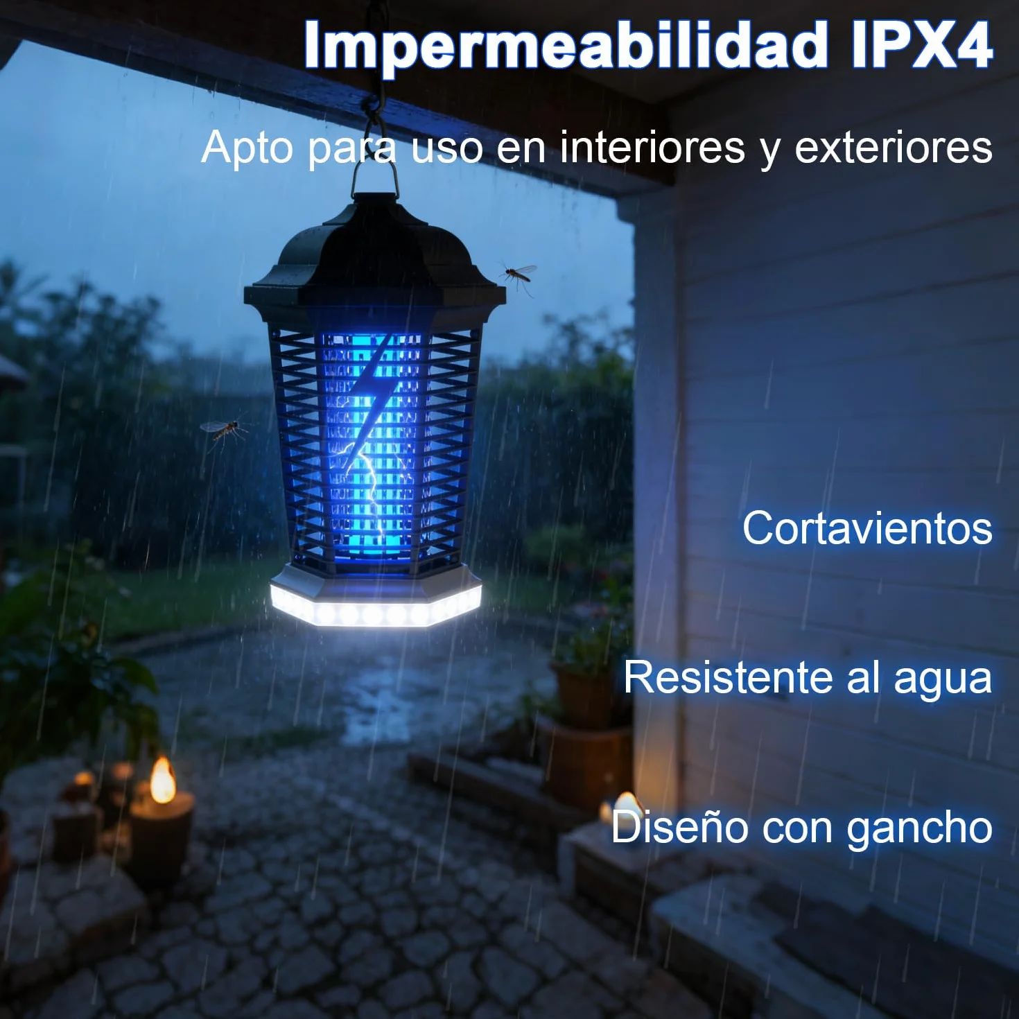 Lámpara antimosquitos LED 4000V 18W UV Mata Mosquitos eléctrico IPX4
