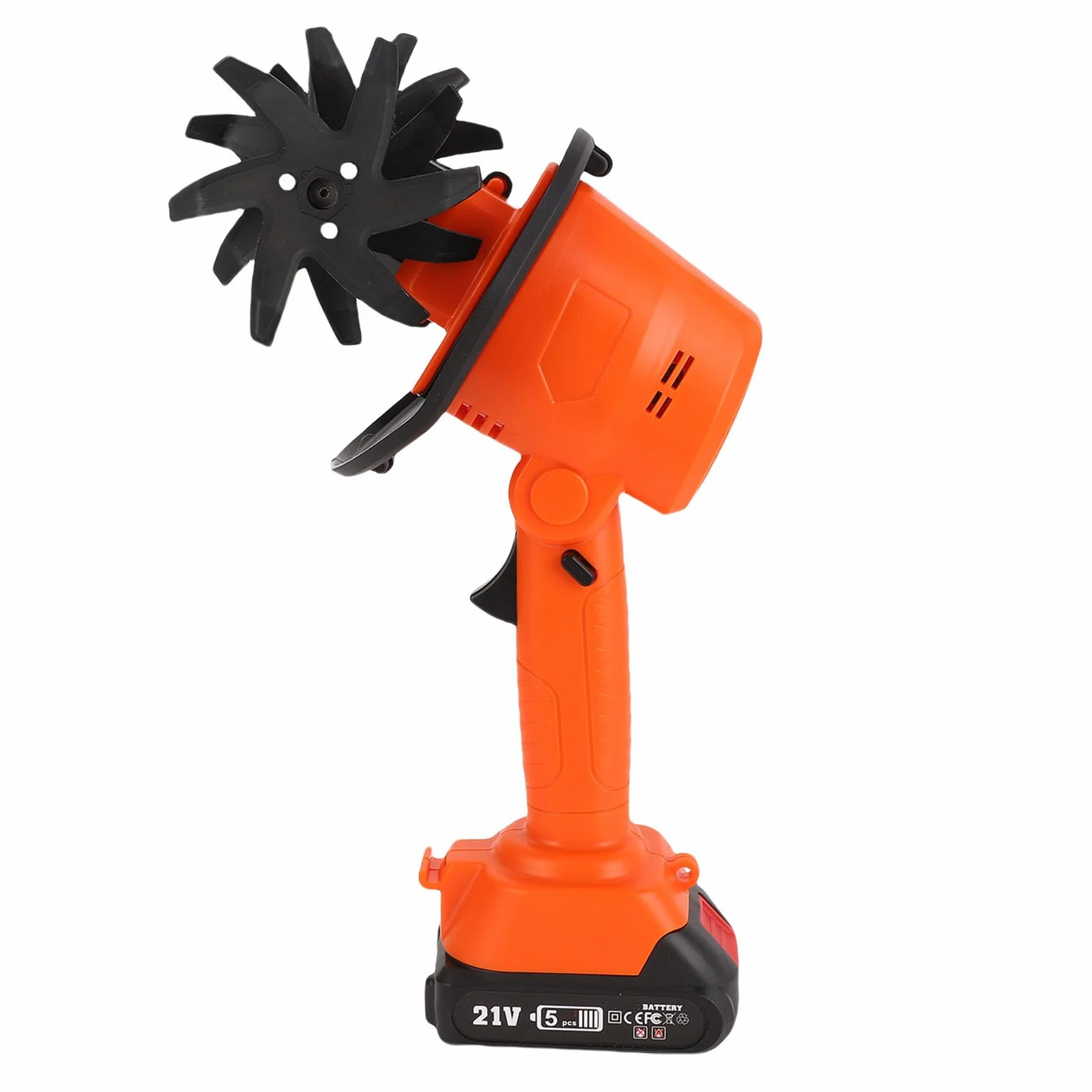 Jeffergarden Motoazada de Jardín Inalámbrica de Mano, Cultivadora de 235 RPM con Batería de 1,5 Ah y Mango Plegable para Aflojar la Tierra y Desherbar (Enchufe de la UE)