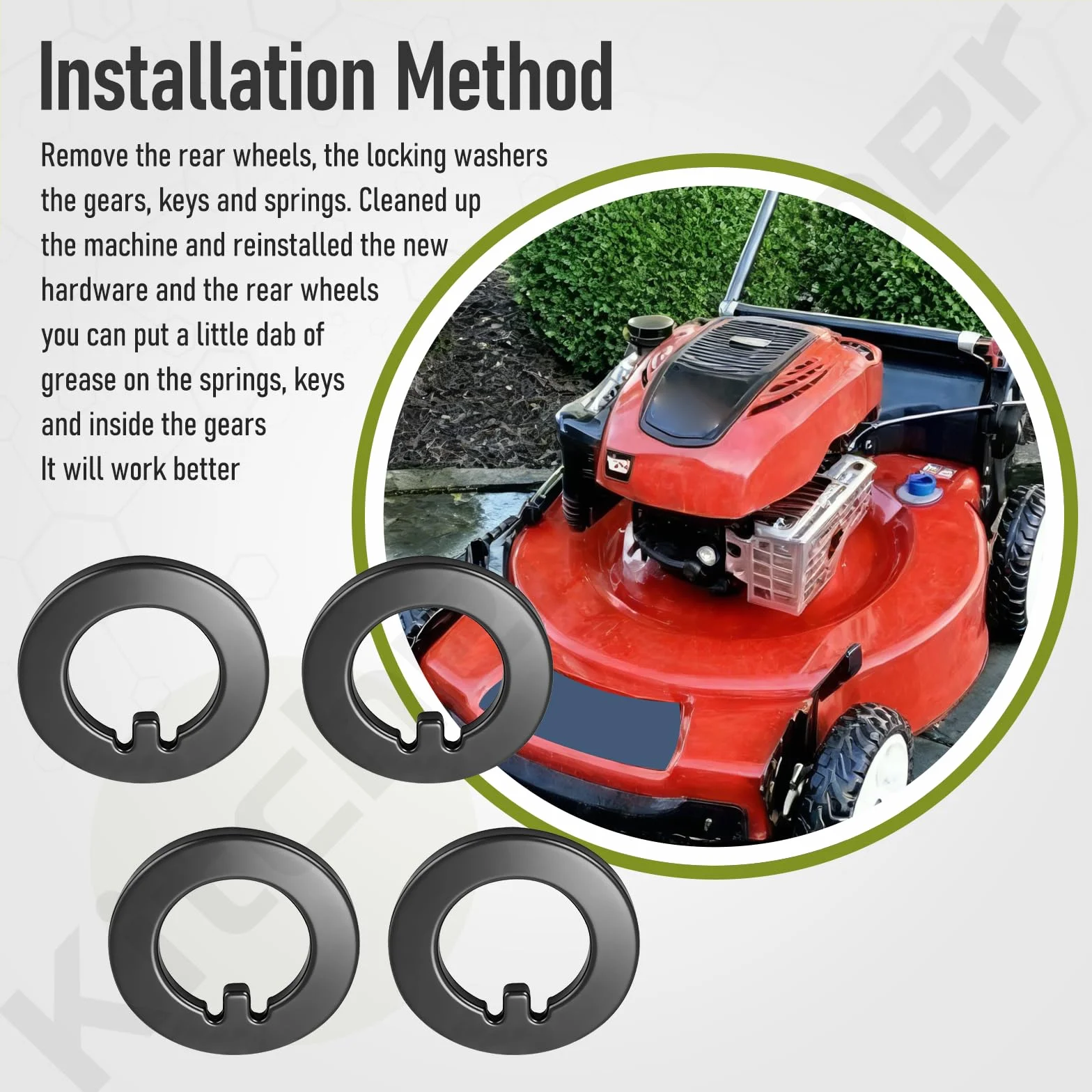 105-3040 - Kit de engranajes de rueda trasera recicladora (15 dientes) para cortacésped recicladora Toro de 22 pulgadas, sustituye a 105-6840 65-27204 39-9650 612066