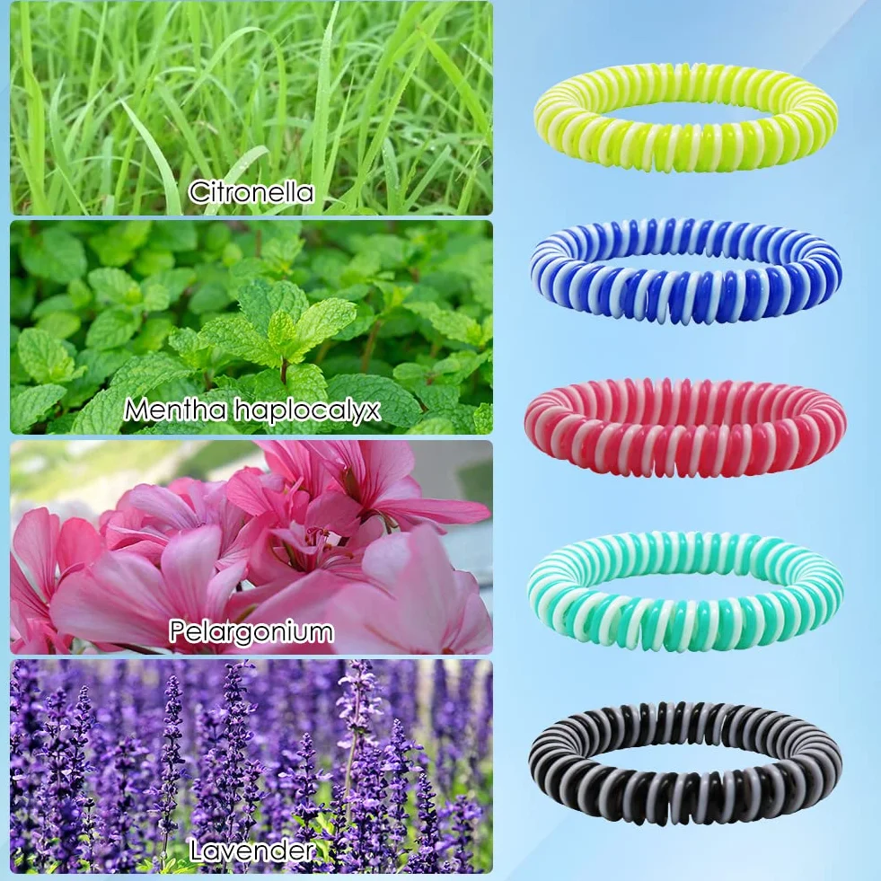 Pulseras Antimosquitos Repelentes de Insectos 10 Piezas Naturales Ajustables