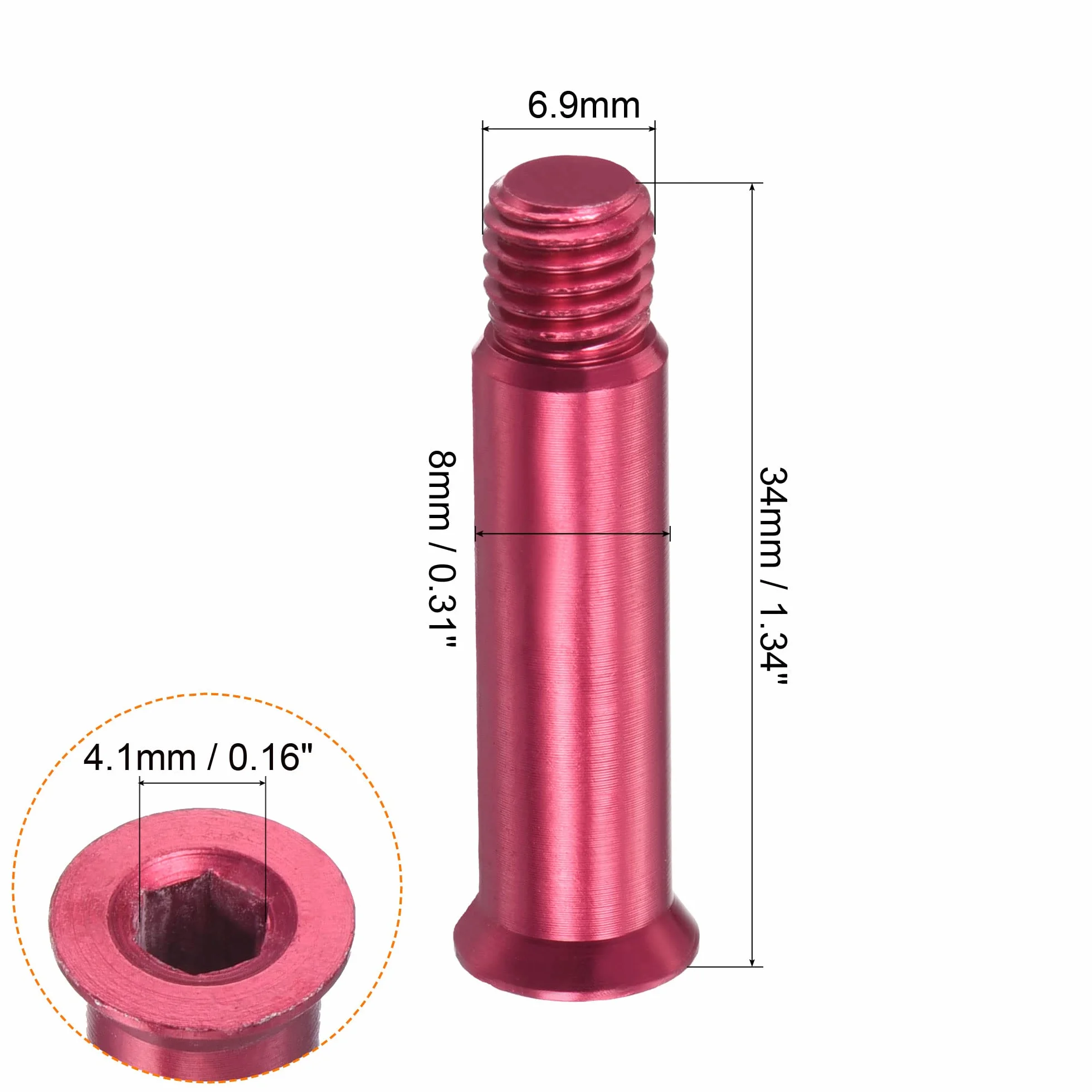 PATIKIL 34mm En Línea Eje Tornillos 8 Paquete Eje Hexagonal Zócalo Tornillo Reemplazo Fijación Aluminio para Patines Rodillo