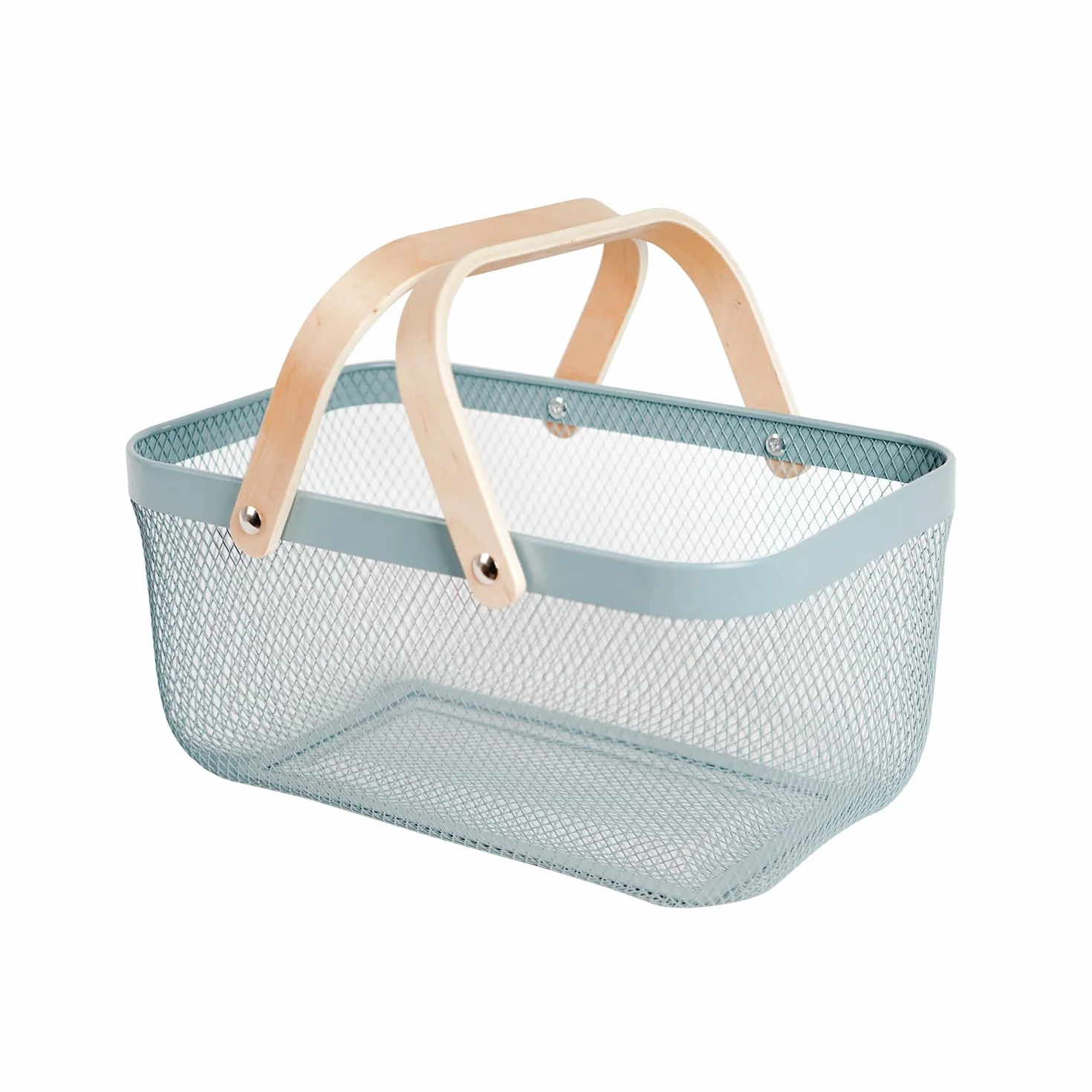 Cesta de cosecha de acero de malla metálica, cesta rectangular de alambre para jardín con asa, organizador de almacenamiento multifuncional para recoger verduras, frutas, cocina, jardín