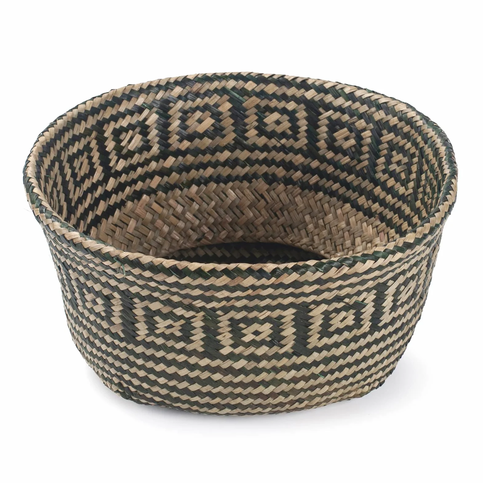 Cesta Mimbre Decoracion Naturales Cesta para Plantas Almacenaje Macetas Seagrass (Raya Negra)
