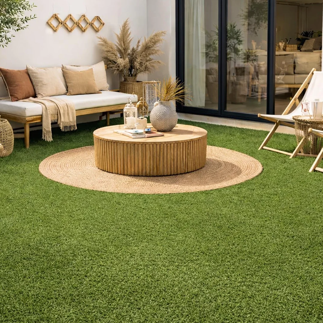 Césped Artificial Alta Densidad 7mm 2x10m Rollo Hierba Sintética con Drenaje para Jardín Terraza Piscina