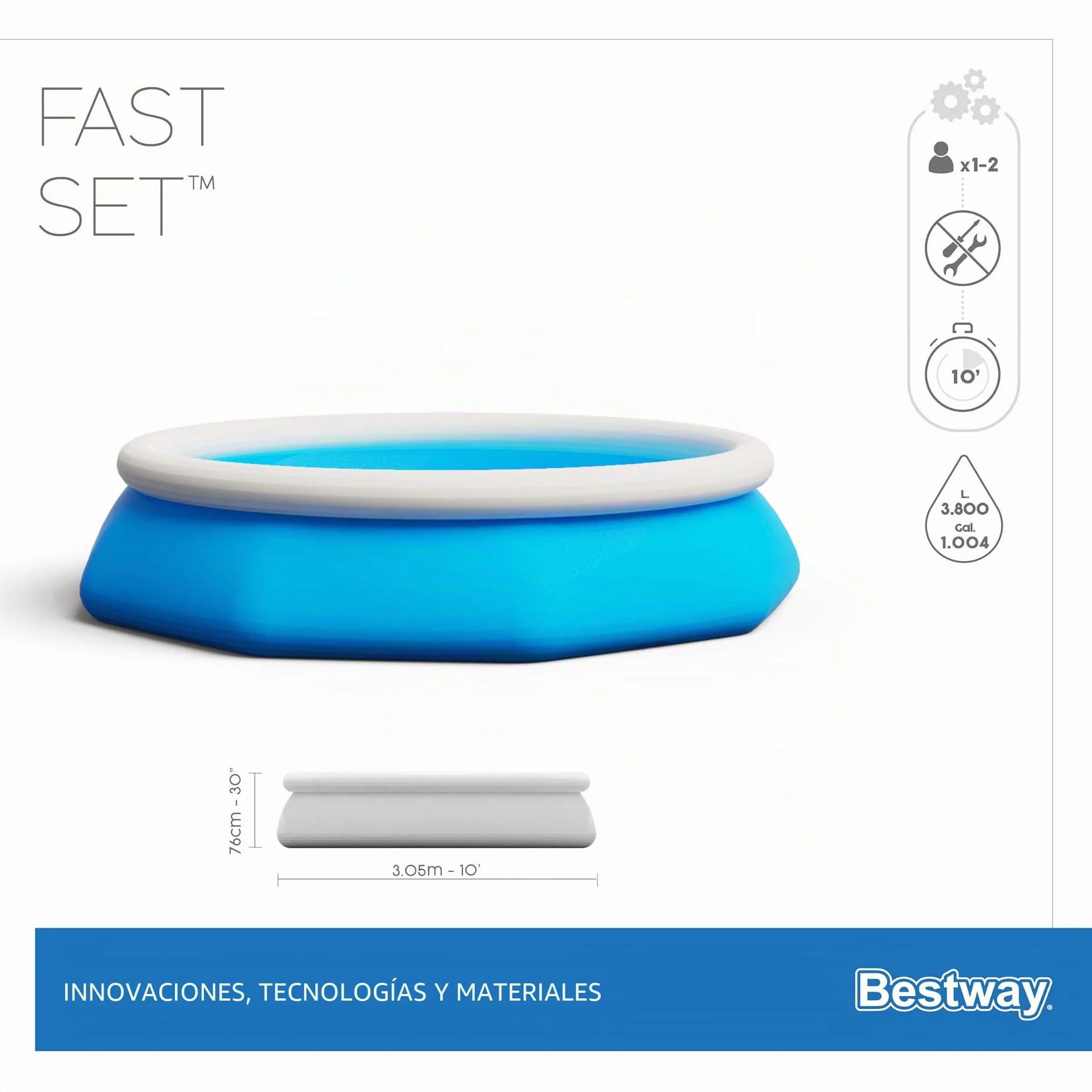 Bestway Fast Set Piscina Redonda Desmontable Autoportante 305 x 76 cm Azul