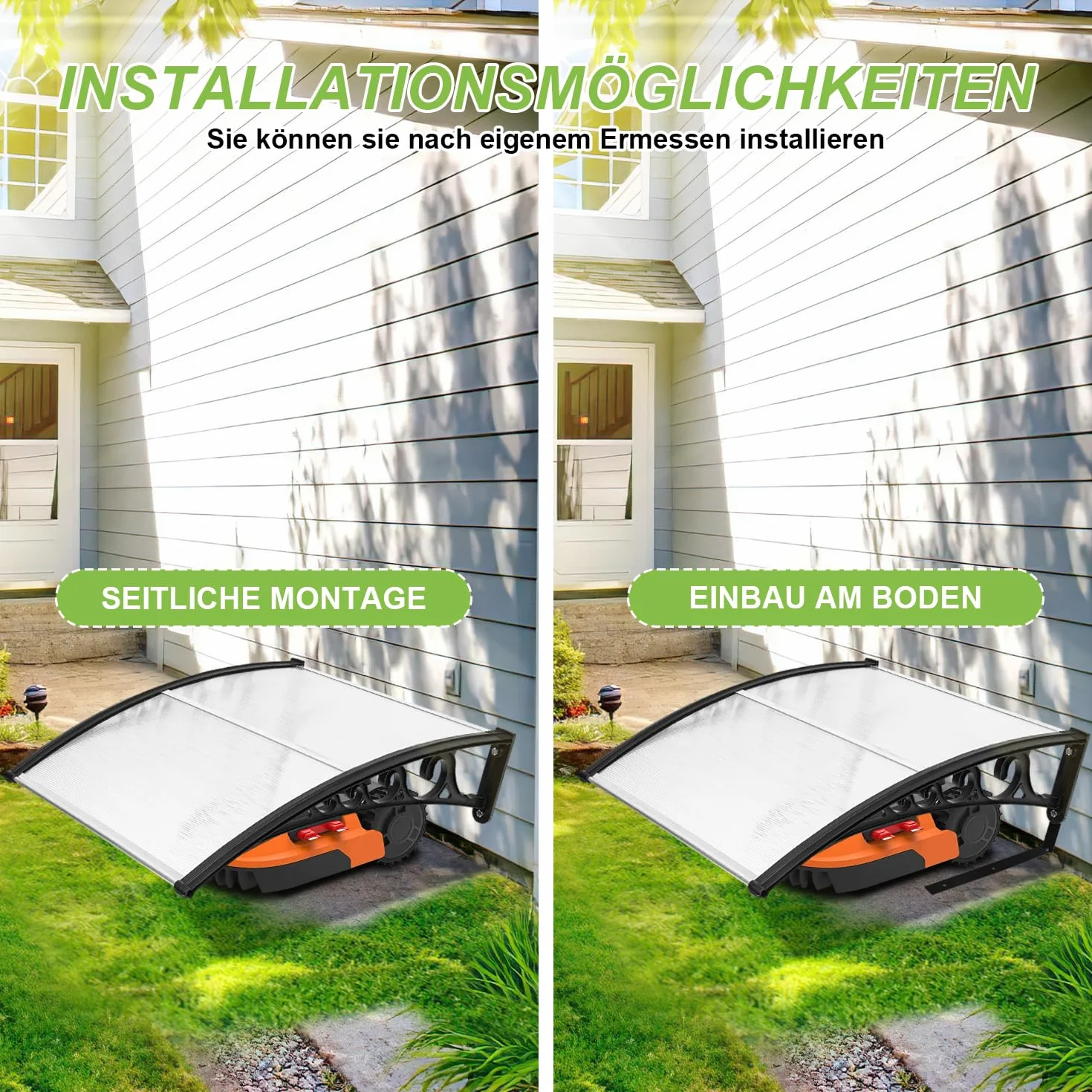 Robot cortacésped Garaje Techo Carport 106 x 87 x 50 cm Automower protección lluvia granizo UV