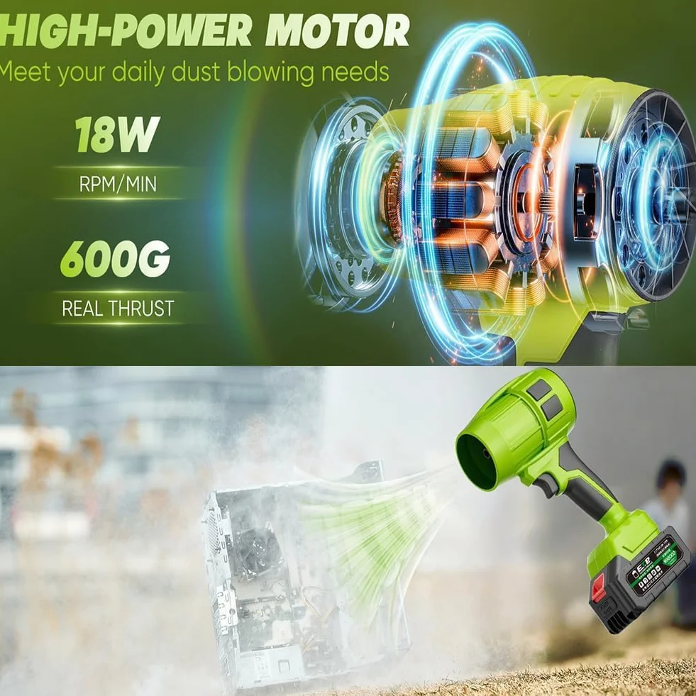Seese Pro - Soplador Ultraligero y Potente, Soplador de Hojas inalámbrico con batería,Plumero Turbo Inalámbrico De Alta Potencia, (2 Battery)