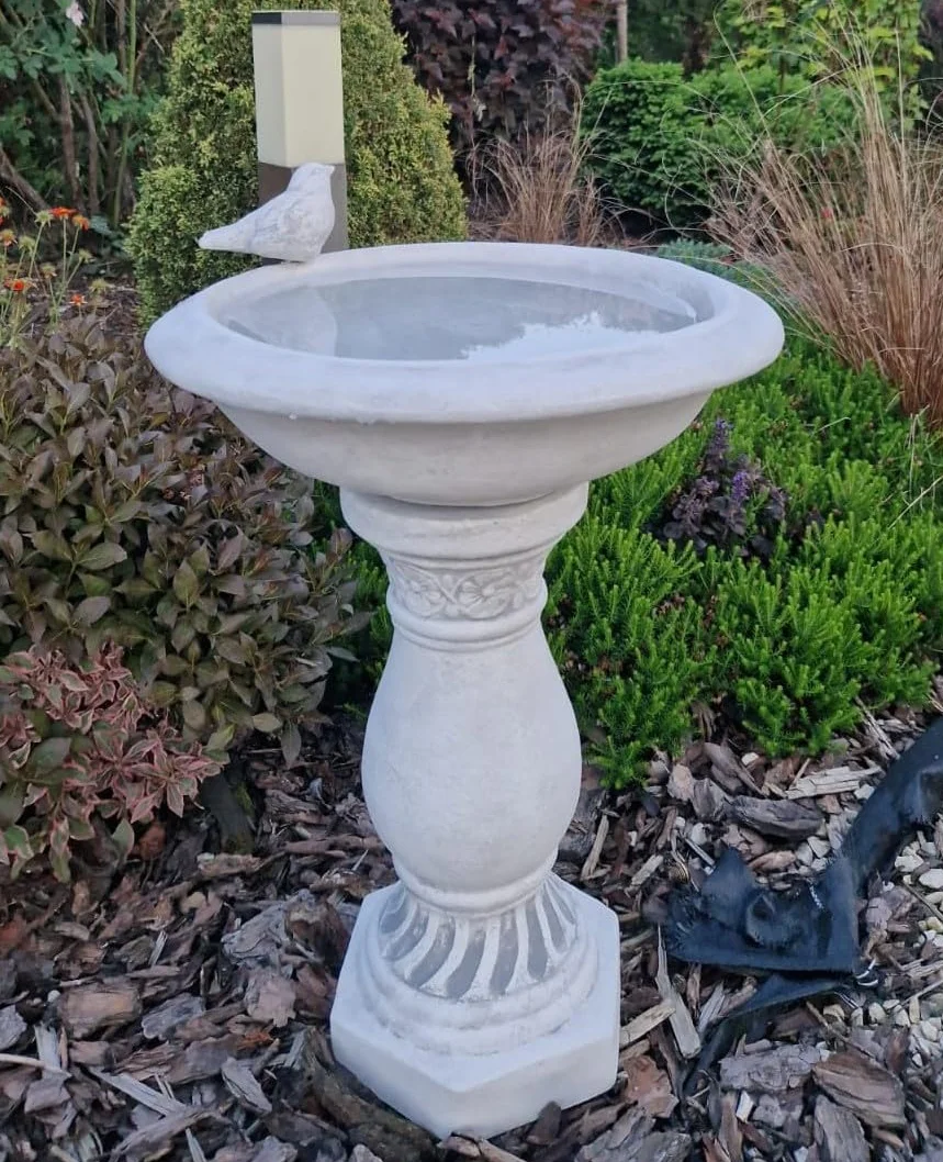 Antiguo baño de pájaros Adorno de Piedra Columna Decorativa Green Lane Garden