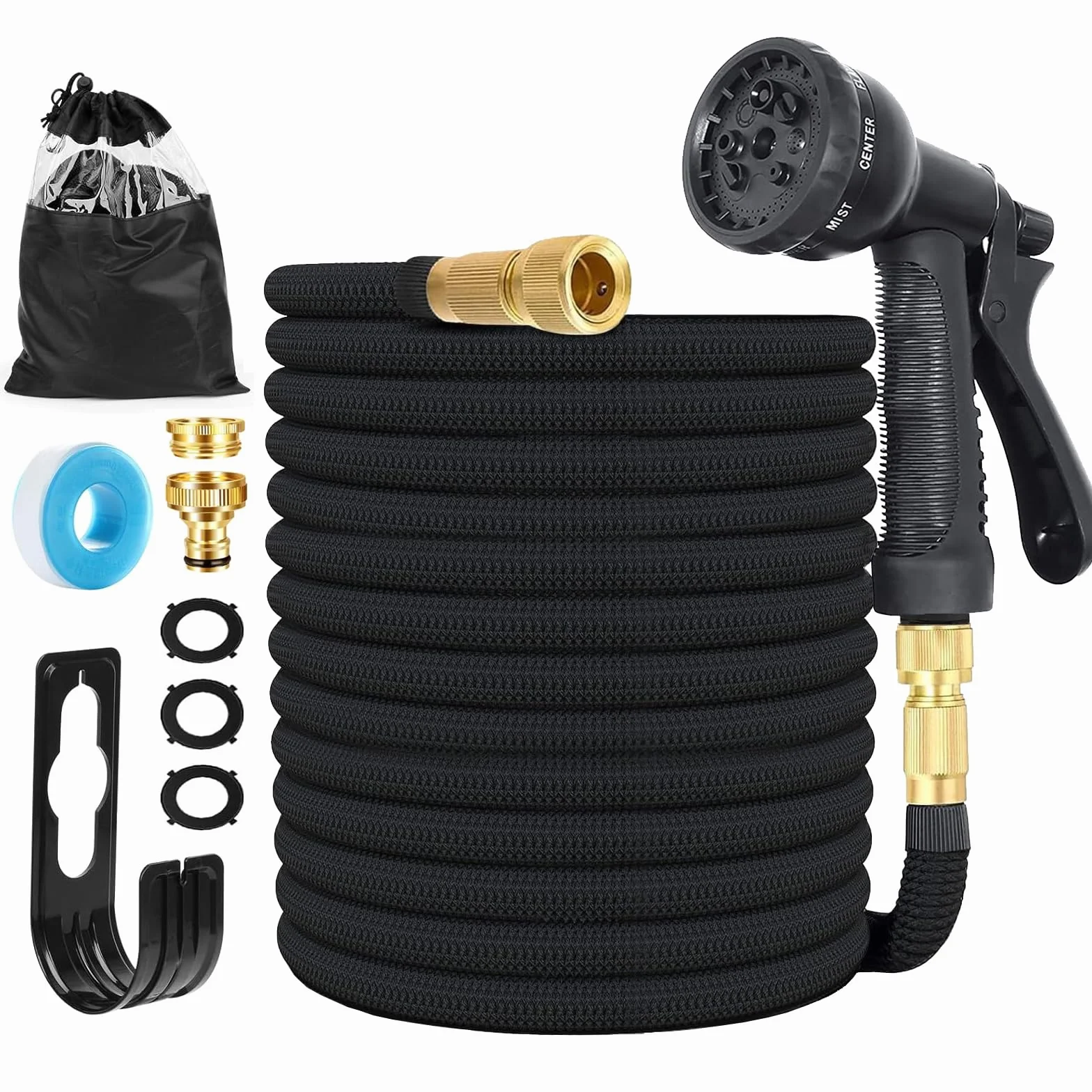 Manguera de Jardín Extensible 7.5M con Pistola Rociadora 8 Funciones, Flexible y Ligera para Lavado de Coche, Jardín y Mascota