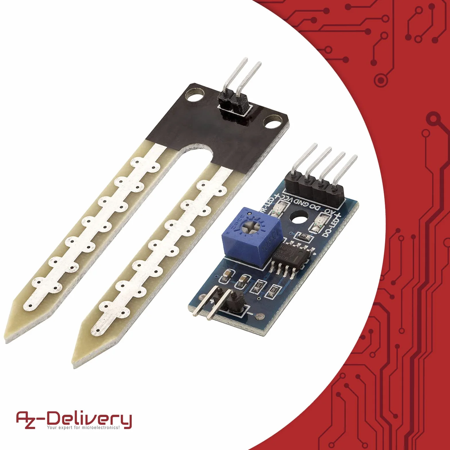 AZDelivery Sensor de Humedad del Suelo Higrómetro Módulo compatible con Arduino