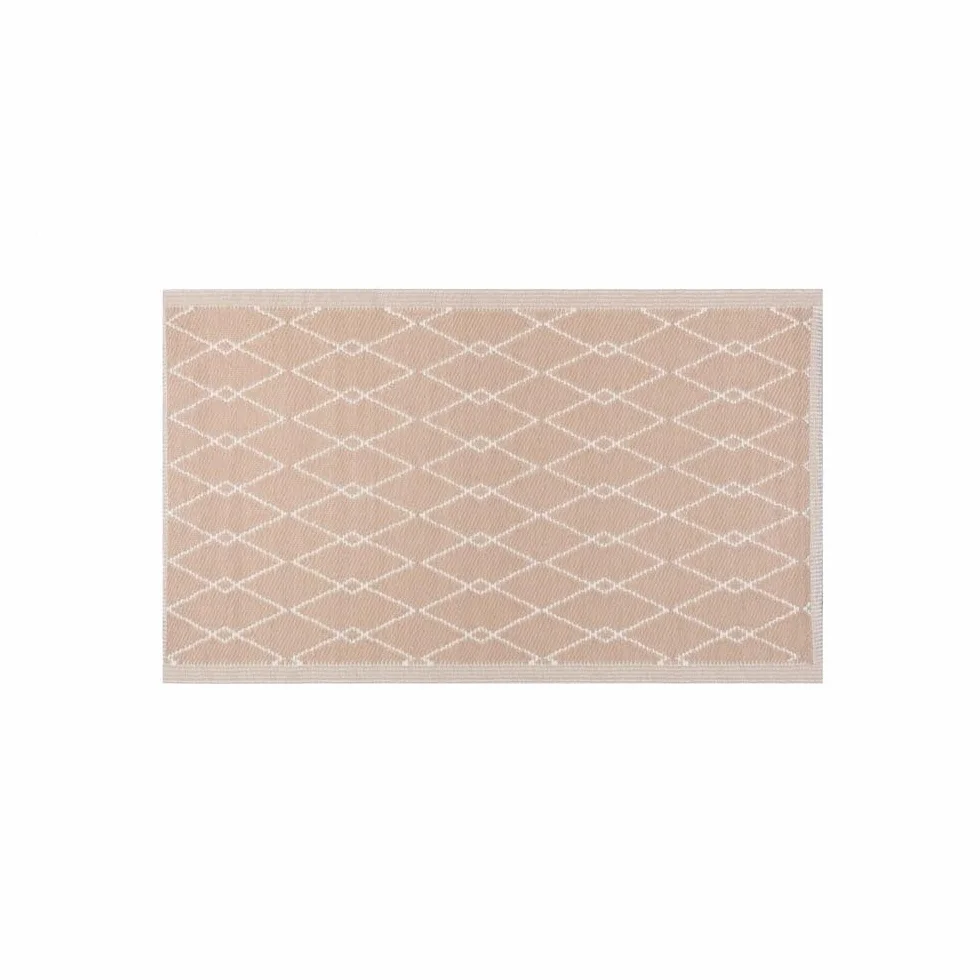LOLAhome Alfombra jardín Rombos Zante Polipropileno Trenzado Beige 90x150 cm