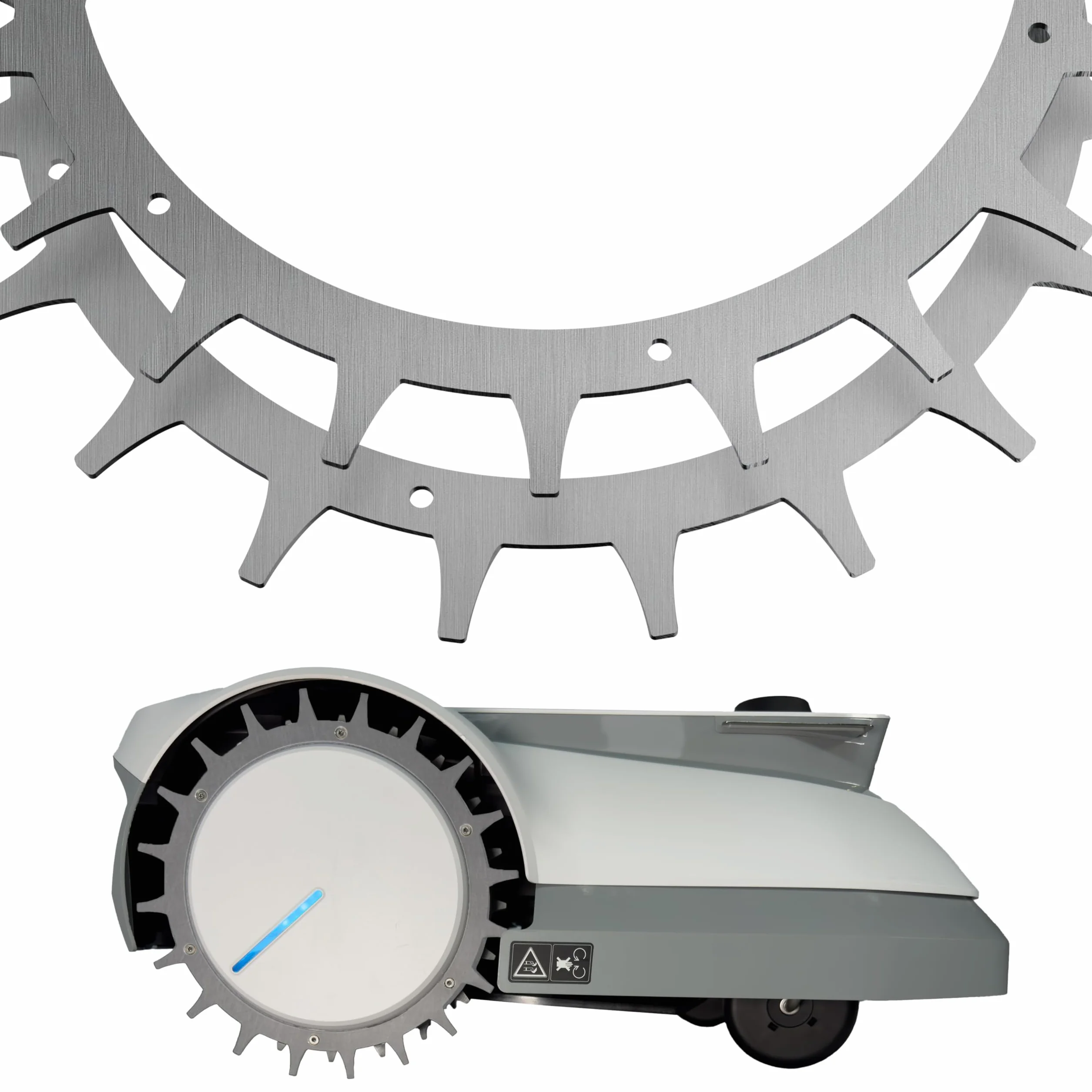 Pinchos para robot cortacésped Ecovacs GOAT – Acero inoxidable – Agujeros de tornillo avellanados – 14 x tornillos Torx – Ayuda de tracción para robot cortacésped – Diámetro exterior 235 mm
