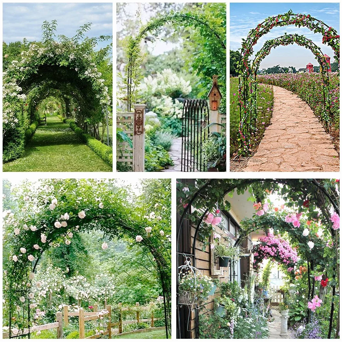 Arco de Rosas Trepadoras 230x188x35cm Metal Garden Arch Enrejado Pérgolas para Jardín Exterior Decoracion Negro
