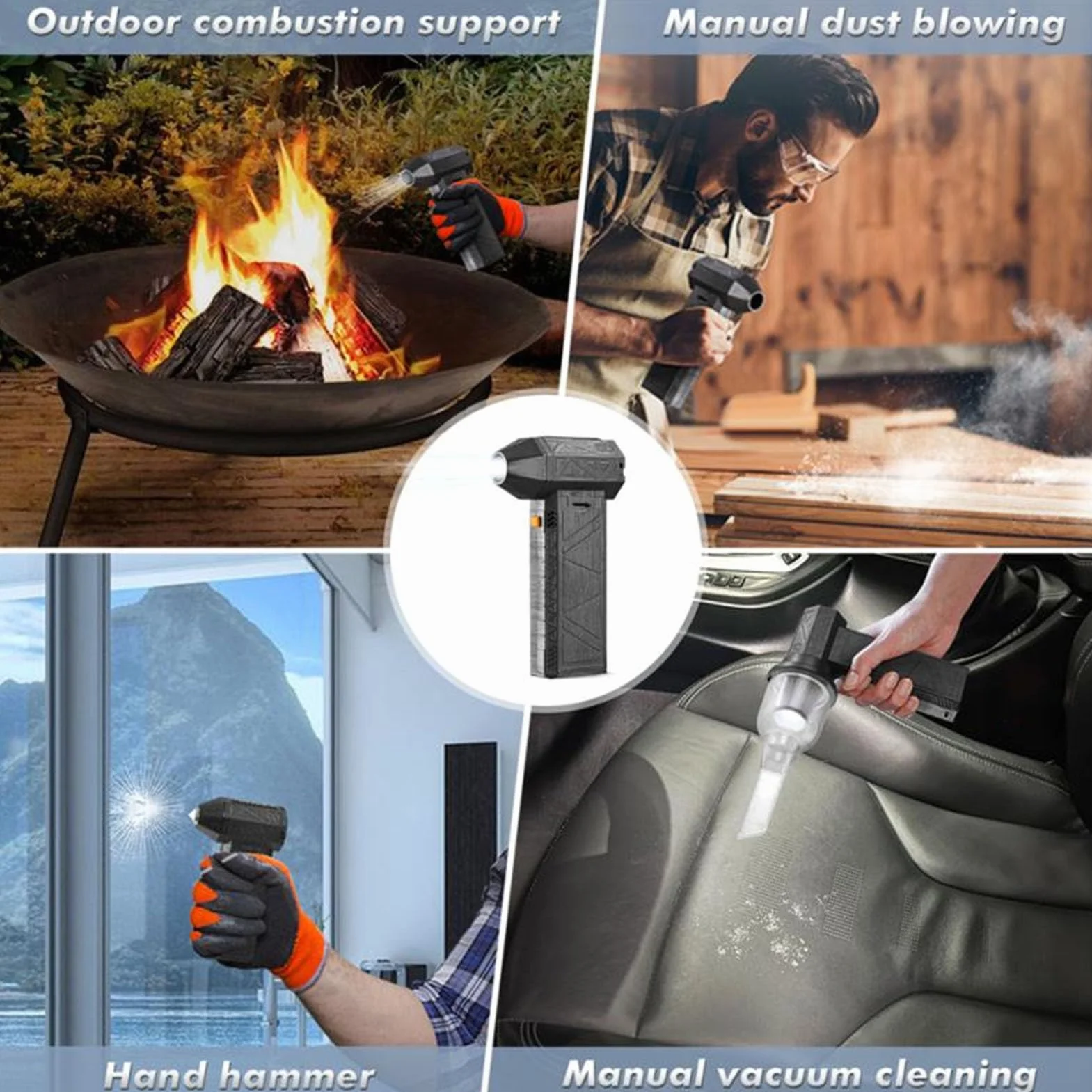 Potente Soplador de Chorro Seco con Turboventilador de Alta Velocidad, Sopladores de Hojas, Aspiradoras, Motor sin Escobillas de 130000RPM, Herramientas de Jardinería