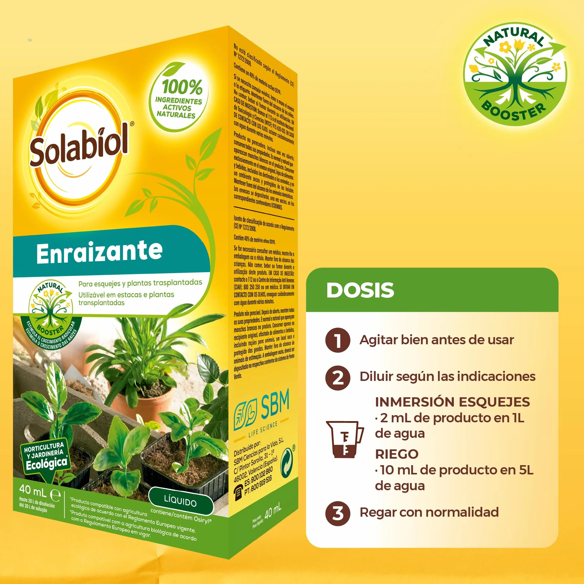 Solabiol Enraizante líquido orgánico para esquejes y plantas trasplantadas