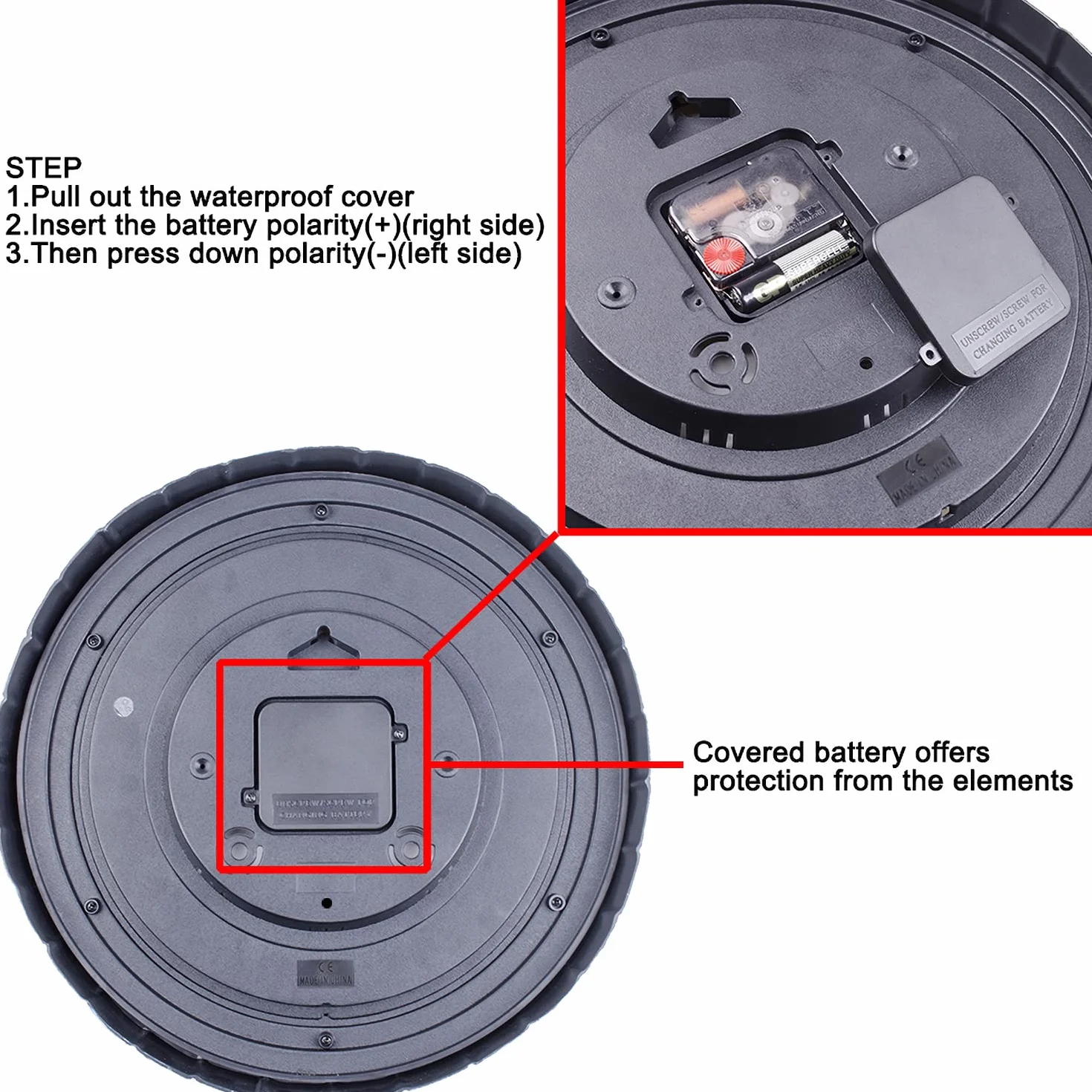 Ocest Reloj de pared grande impermeable con termómetro para interiores y exteriores