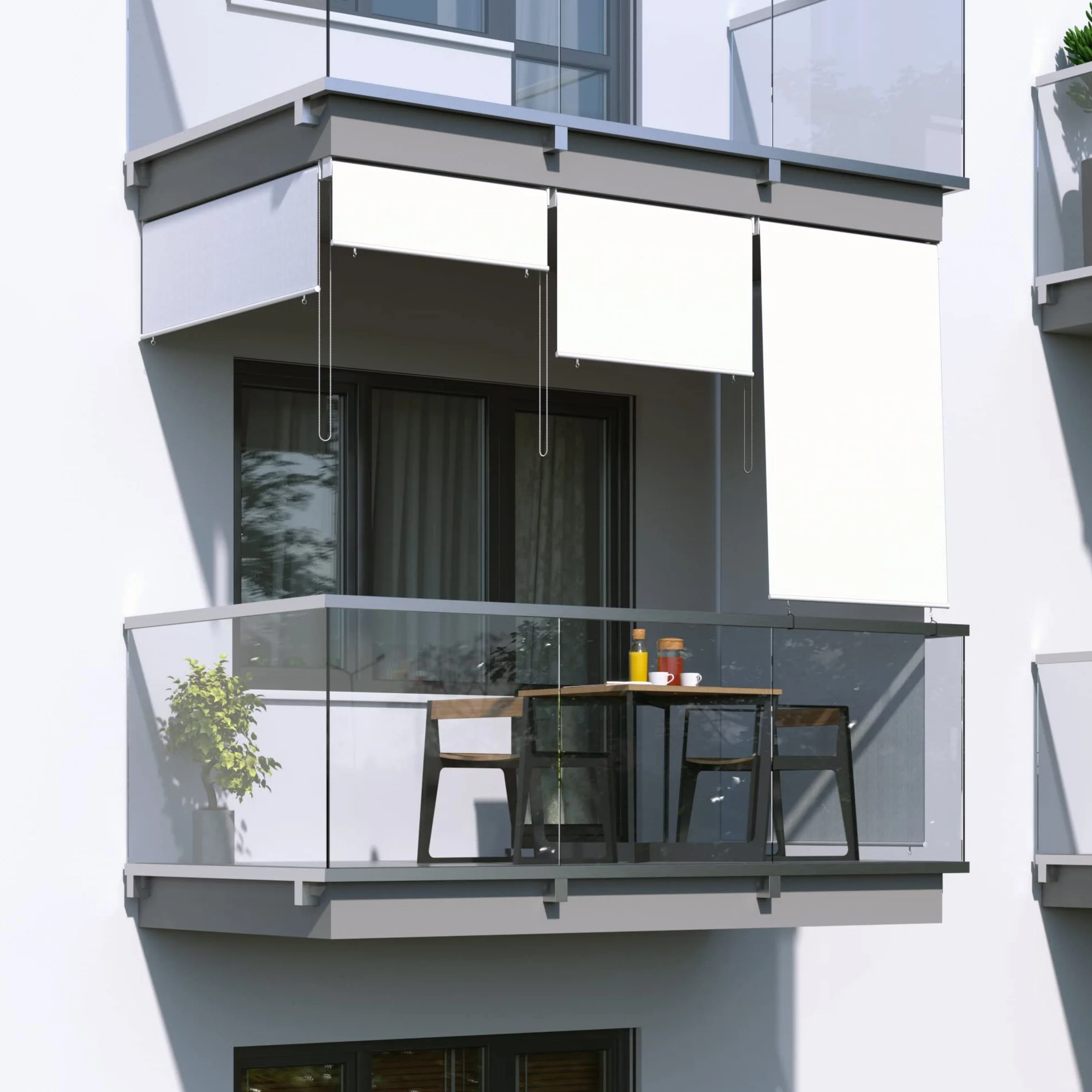 paramondo Estor Vertical Enrollable para Exterior Anti UV Protección de la Privacidad Impermeable Resistente, 140 x 240 cm [AnXAl] Blanco