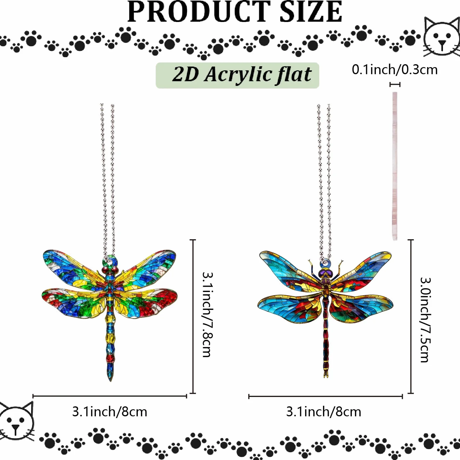 CREATCABIN Atrapasol Libélula Acrílico Adorno Colgante Decorativo para Ventana 2 Piezas 8x7.8cm