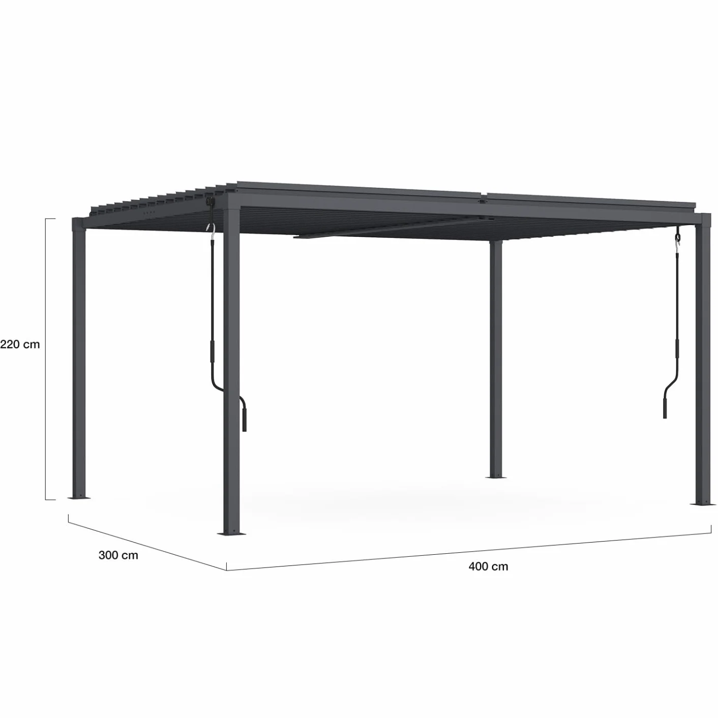Pergola bioclimática cuchillas orientables 3 x 4 m aluminio gris antracita