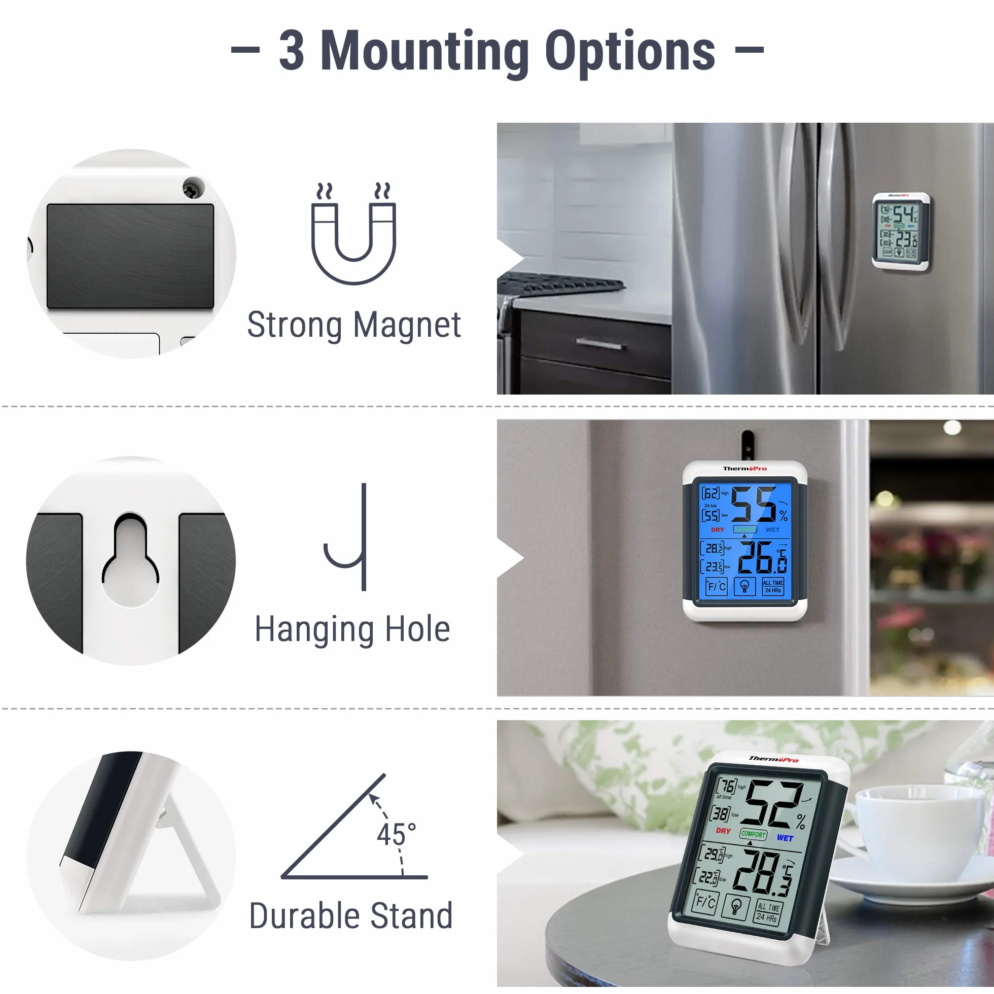 ThermoPro TP55 Termómetro Higrómetro de Interior Digital con Pantalla Táctil y Retroiluminación