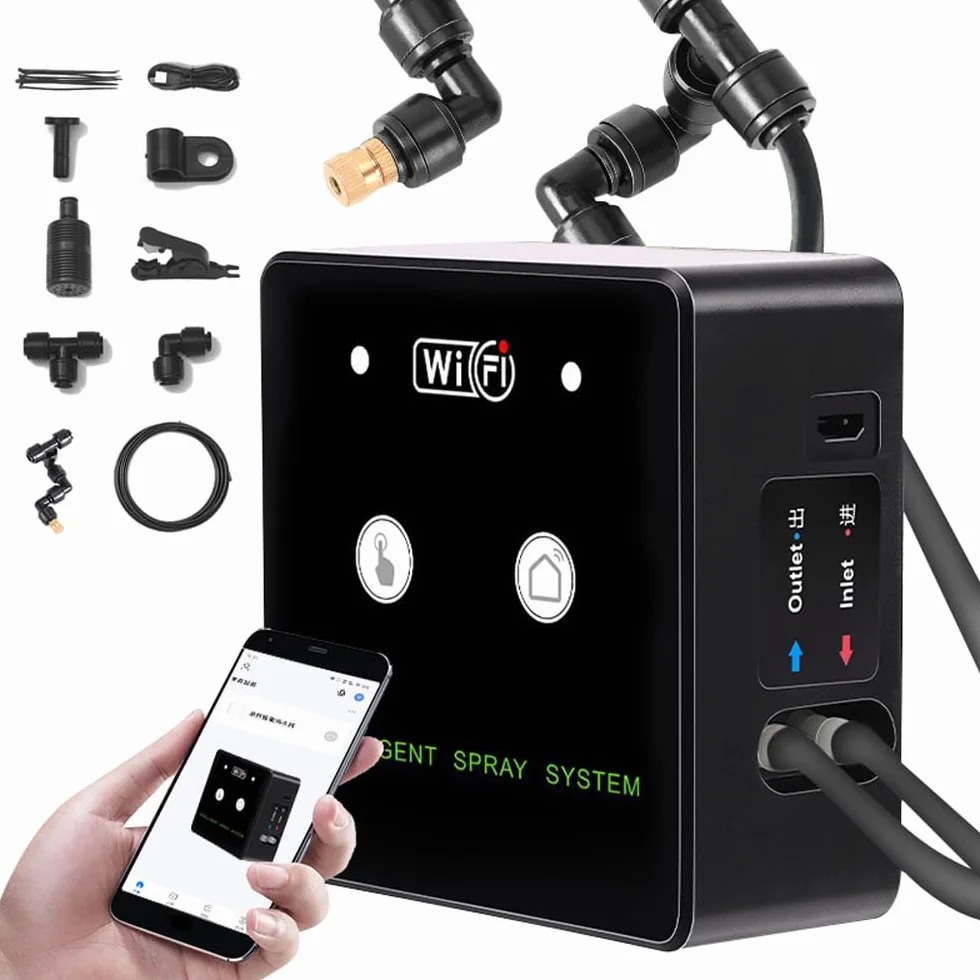 Kit de pulverización de humidificación inteligente con WiFi para terrario de selva, pulverizador automático con función de control de aplicación, boquilla giratoria de 360 grados, bomba autocebante