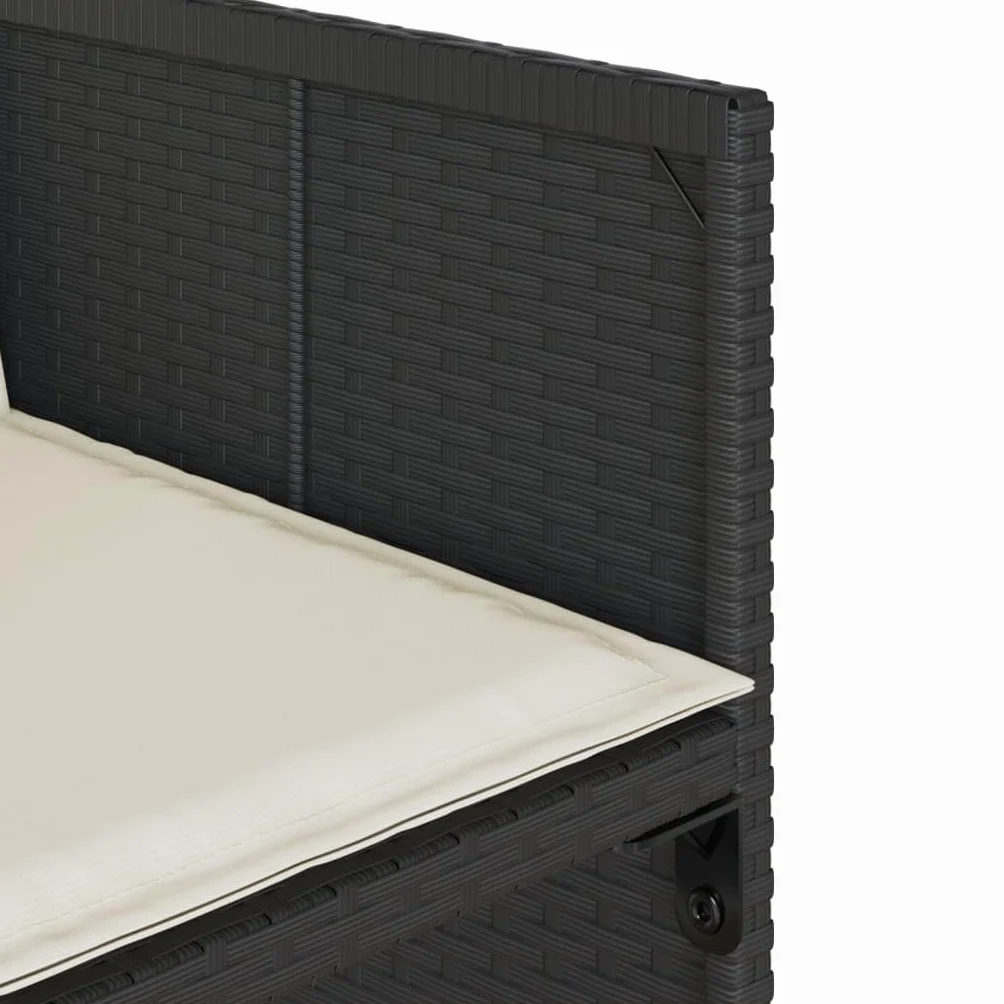 Brokky Juego de Muebles de Jardín en Ratán Conjunto Comedor para Jardín Exterior Mesa y Sillas De Comedor De Ratán-Negro y Crema-9 pzas/Madera
