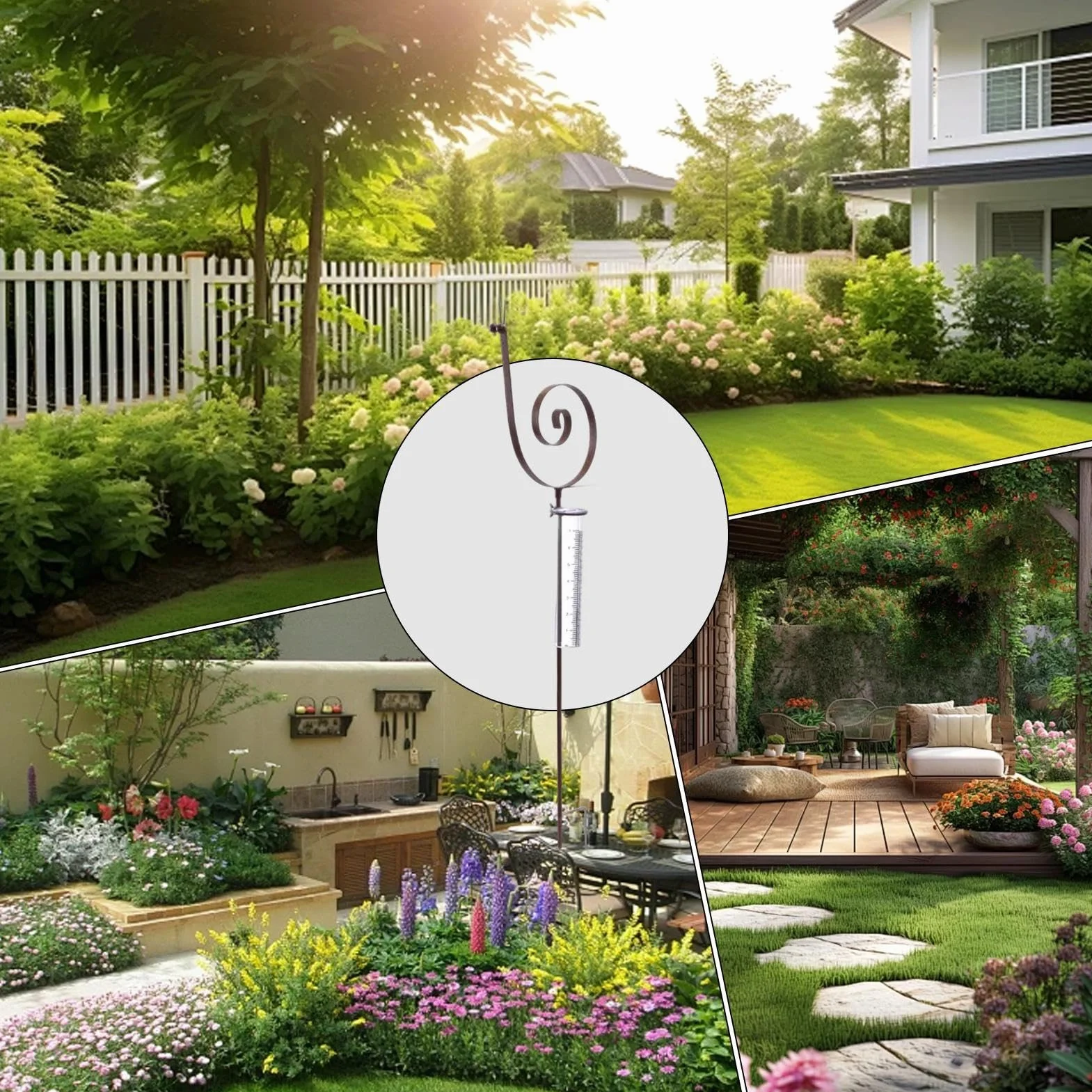 Decorative Rain Gauge Snail Shape Stake Rustproof Garden Rain Meter