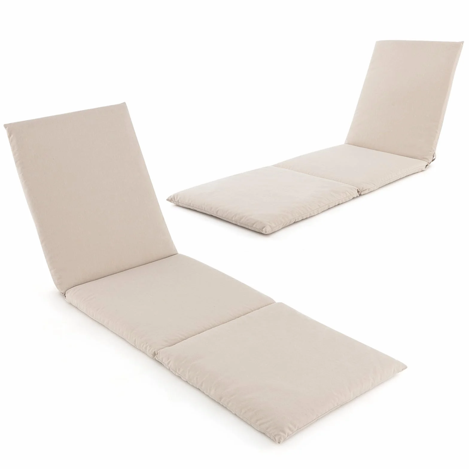 COSTWAY Tumbona Impermeable 182x59x4.5cm Colchonetas Exterior con Correas Fijación Cierre Gancho Bucle Blanco 2