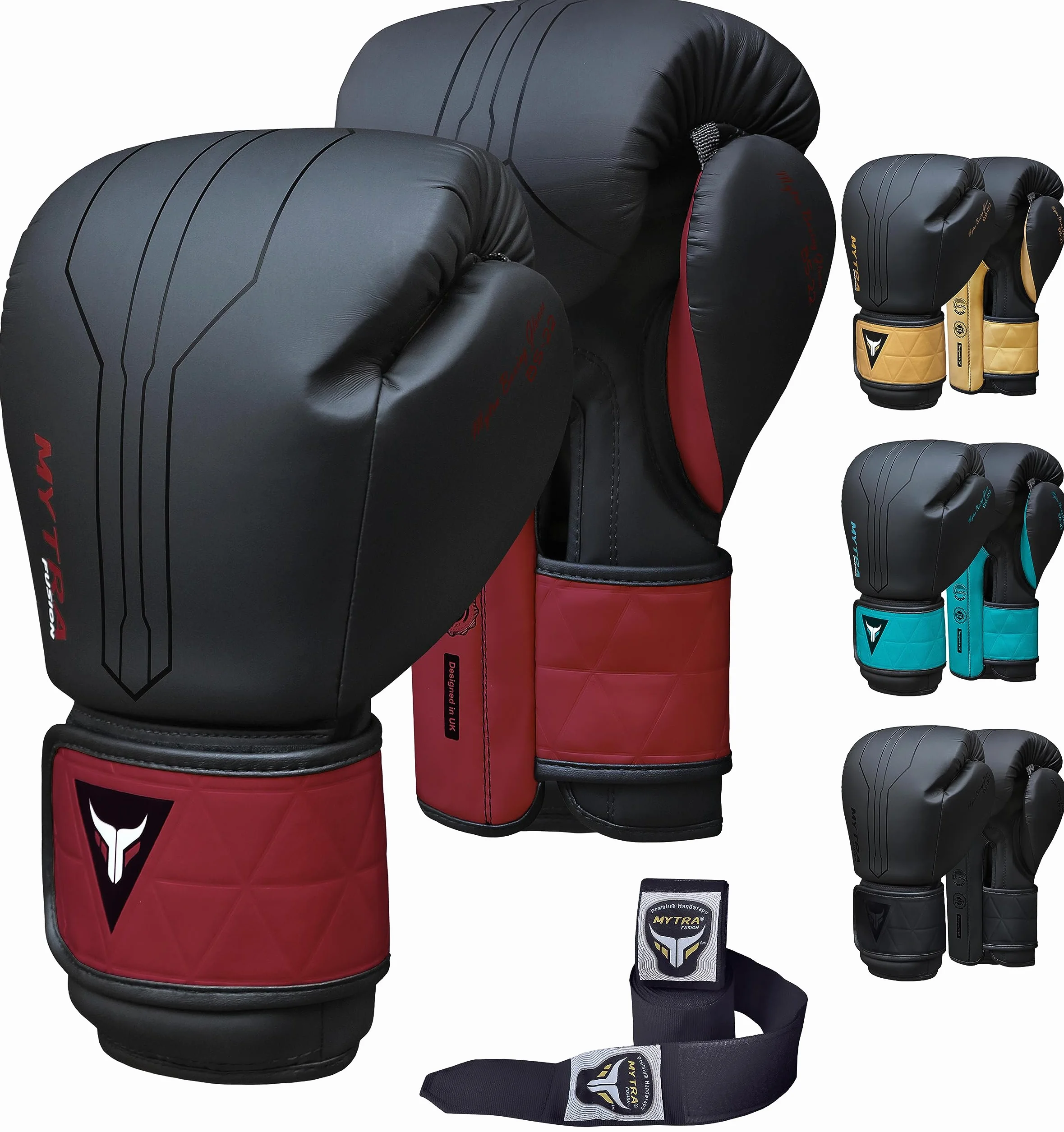 Mytra Fusion Guantes de Boxeo con Envolturas para Manos - MMA Training, Muay Thai