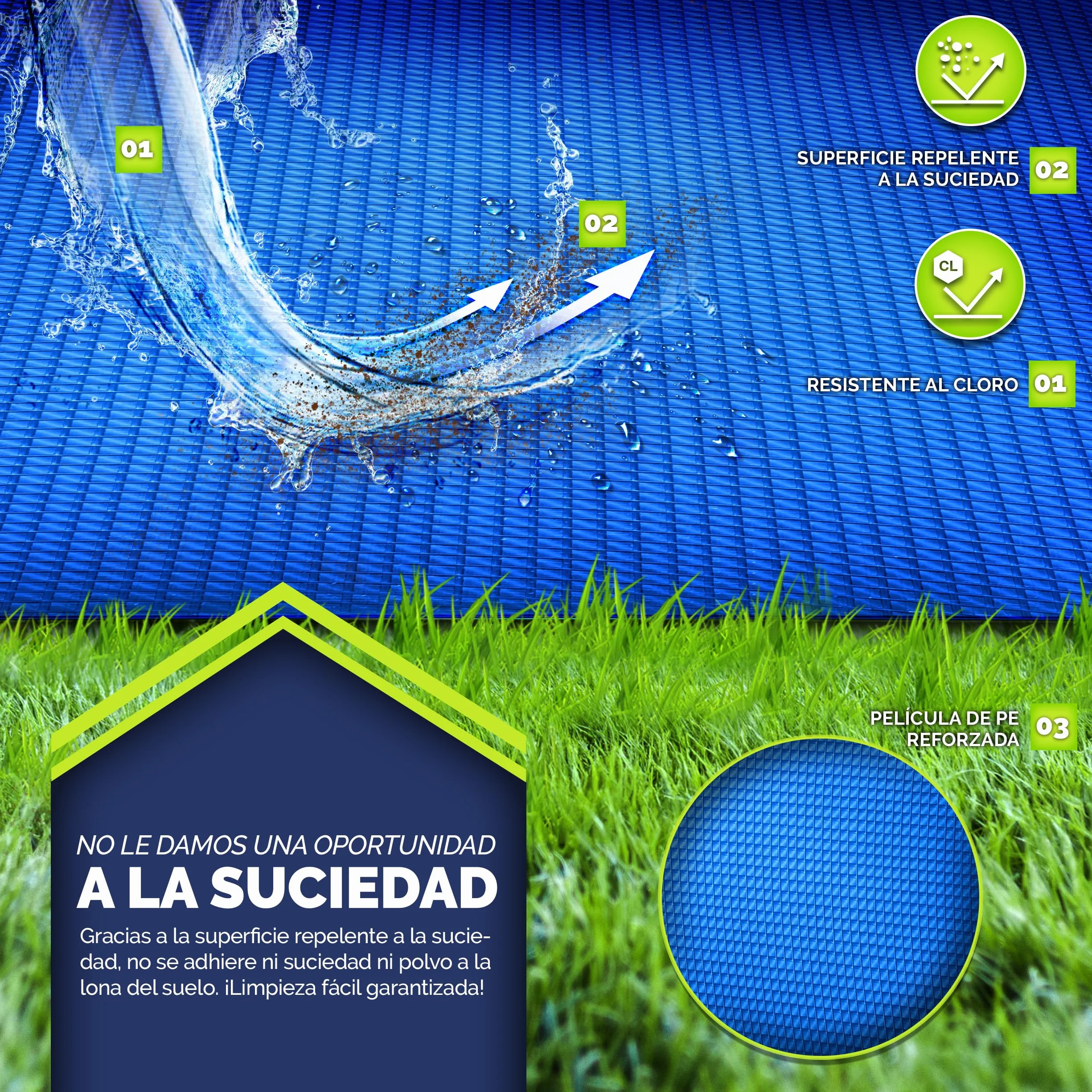 Tillvex Tapiz para Piscina Suelo 338 x 239 cm Rectangular 250 g/m² Resistente UV