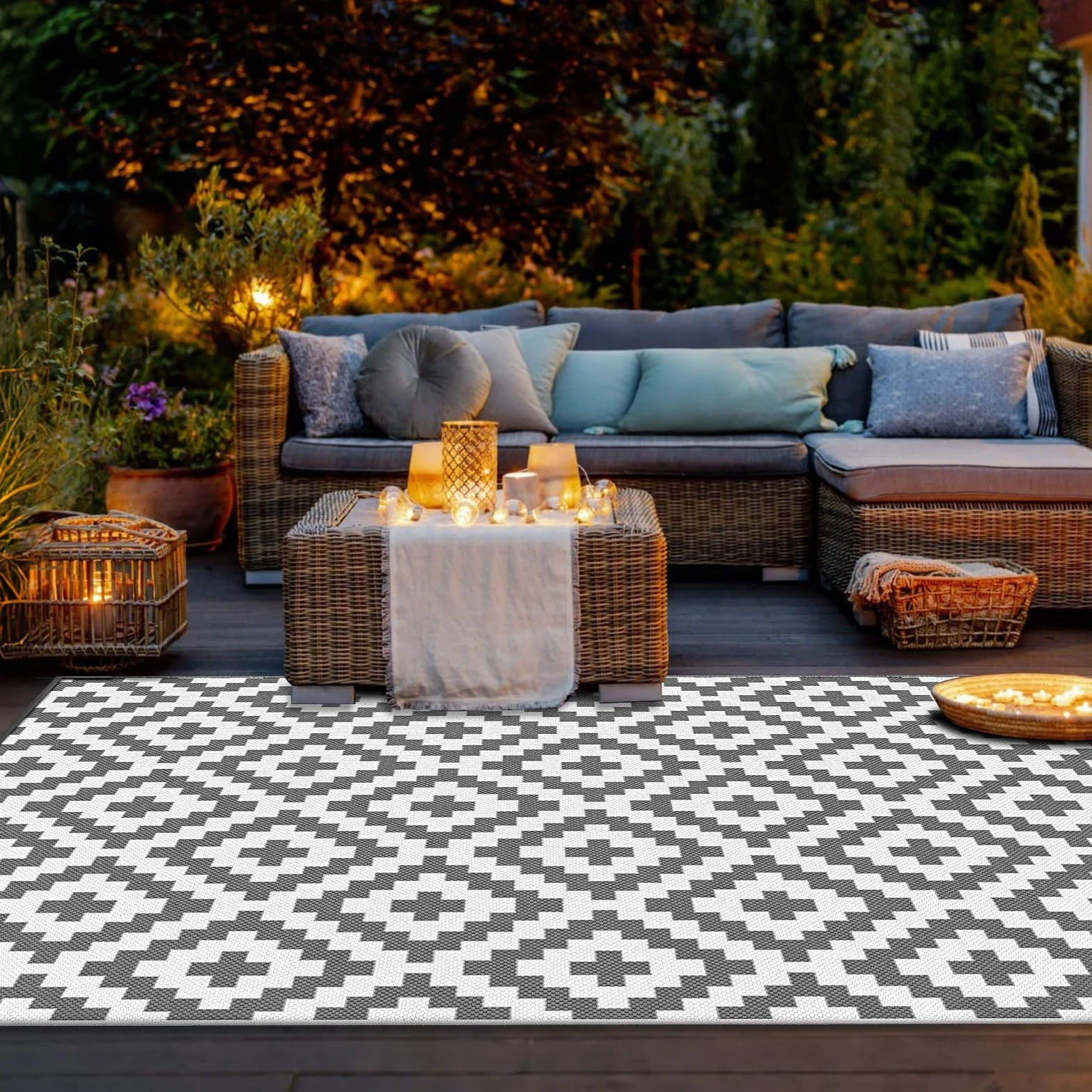 Mokani Alfombra Exterior Impermeable 150x240CM Polipropileno Protección UV