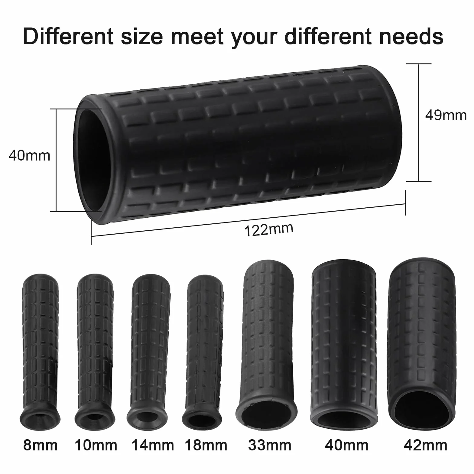 Manijas de goma de repuesto para carretilla, juego de 2 piezas (122 x 40 mm)