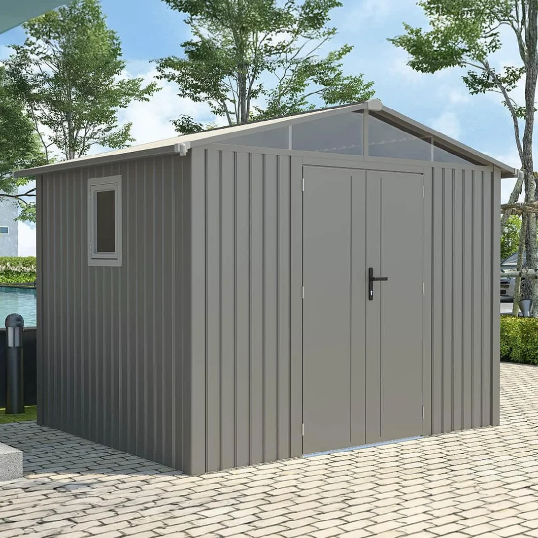 Gardiun Caseta Metálica Grunewald 7 m2 Exterior 304x232x228 cm Acero Ventana Lateral Puerta Doble 106x178 cm
