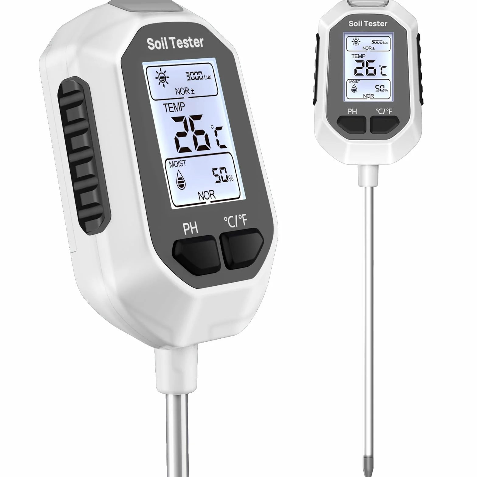 YAMRON Medidor de Humedad del Suelo 4 en 1 Digital pH Humedad PH Temperatura Luz Solar con Pantalla LCD